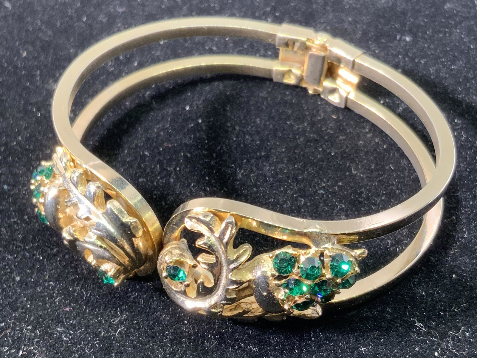 Vintage Mid Century Rhinestone Hinge Bracelet (1 of 10)