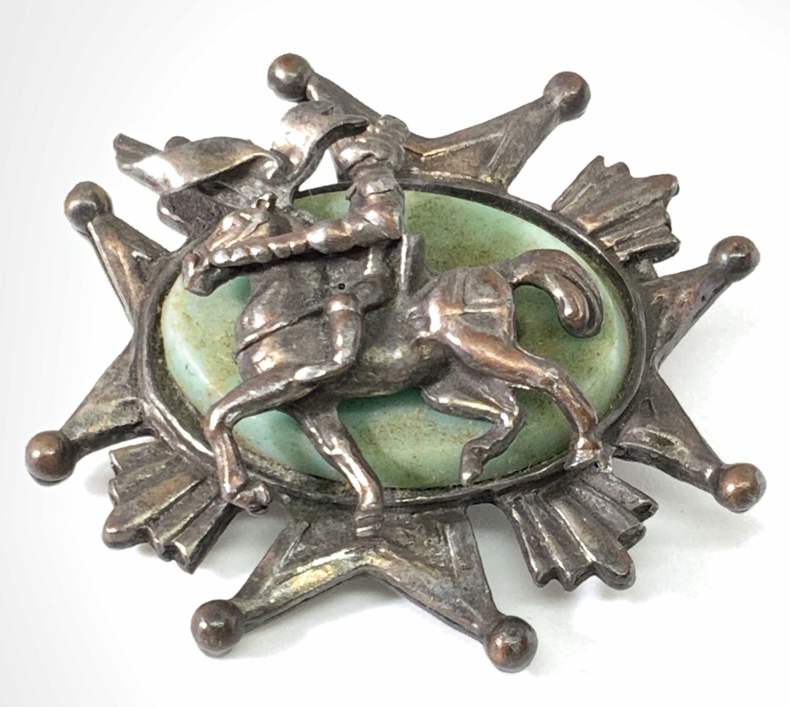 Vintage KNIGHT ON HORSE Costume Cabochon Pin (1 of 11)