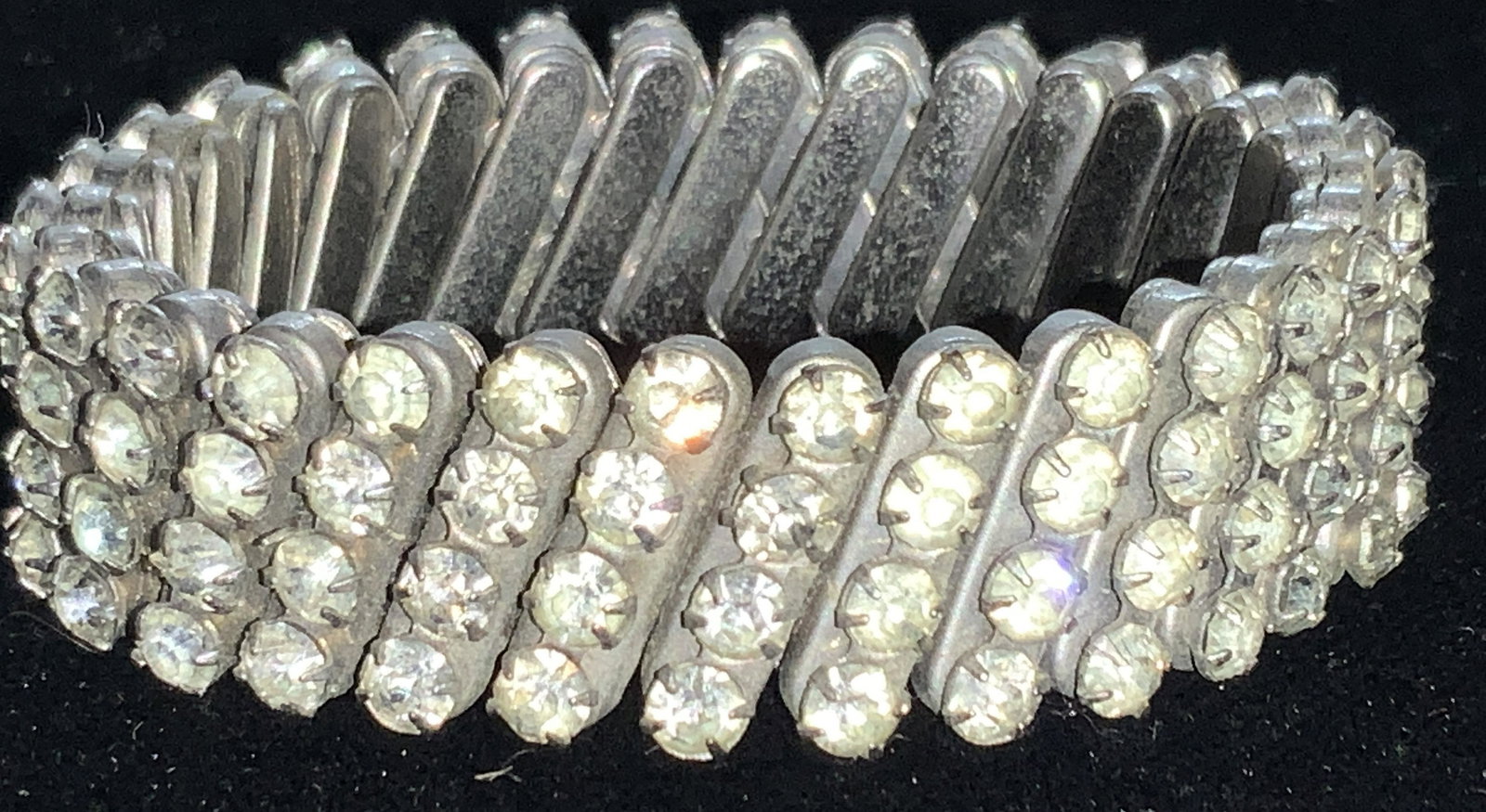 Retro Rhinestone Stretch Bracelet, c.1940s (1 of 7)