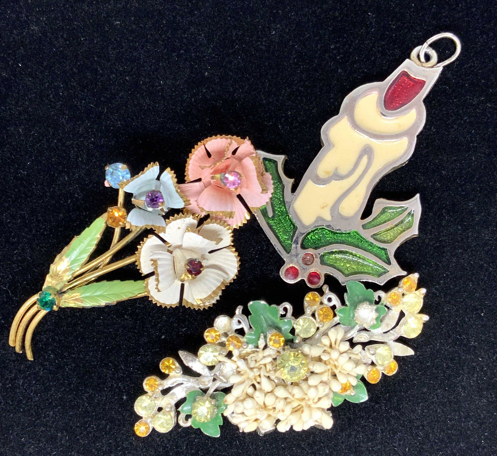 Lot3 Vintage Enameled Jewelry Accessories (1 of 9)