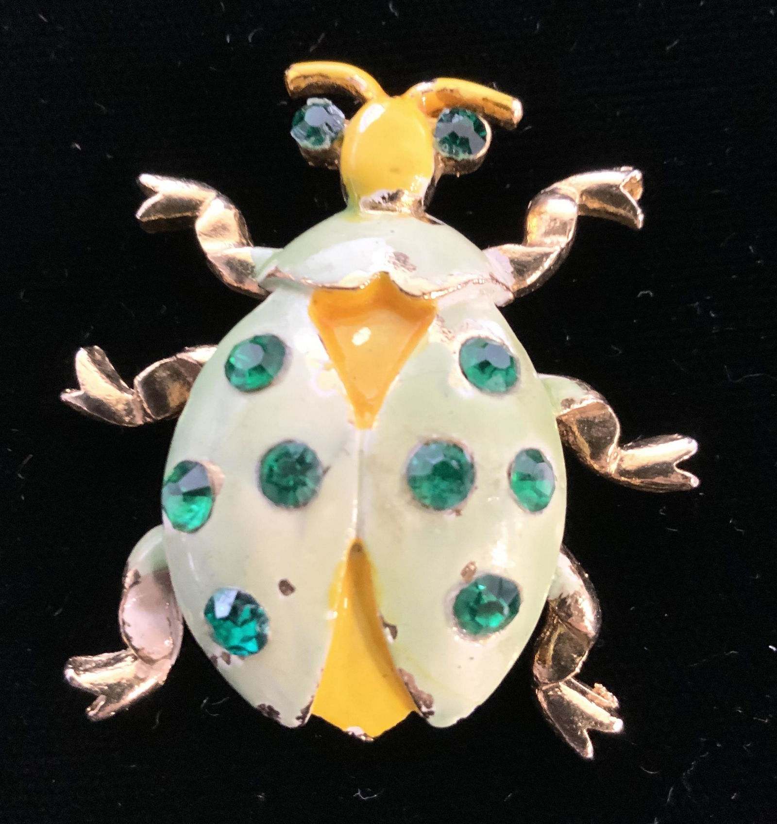 WIESS Signed Bug Brooch, Enamel & Rhinestone (1 of 7)