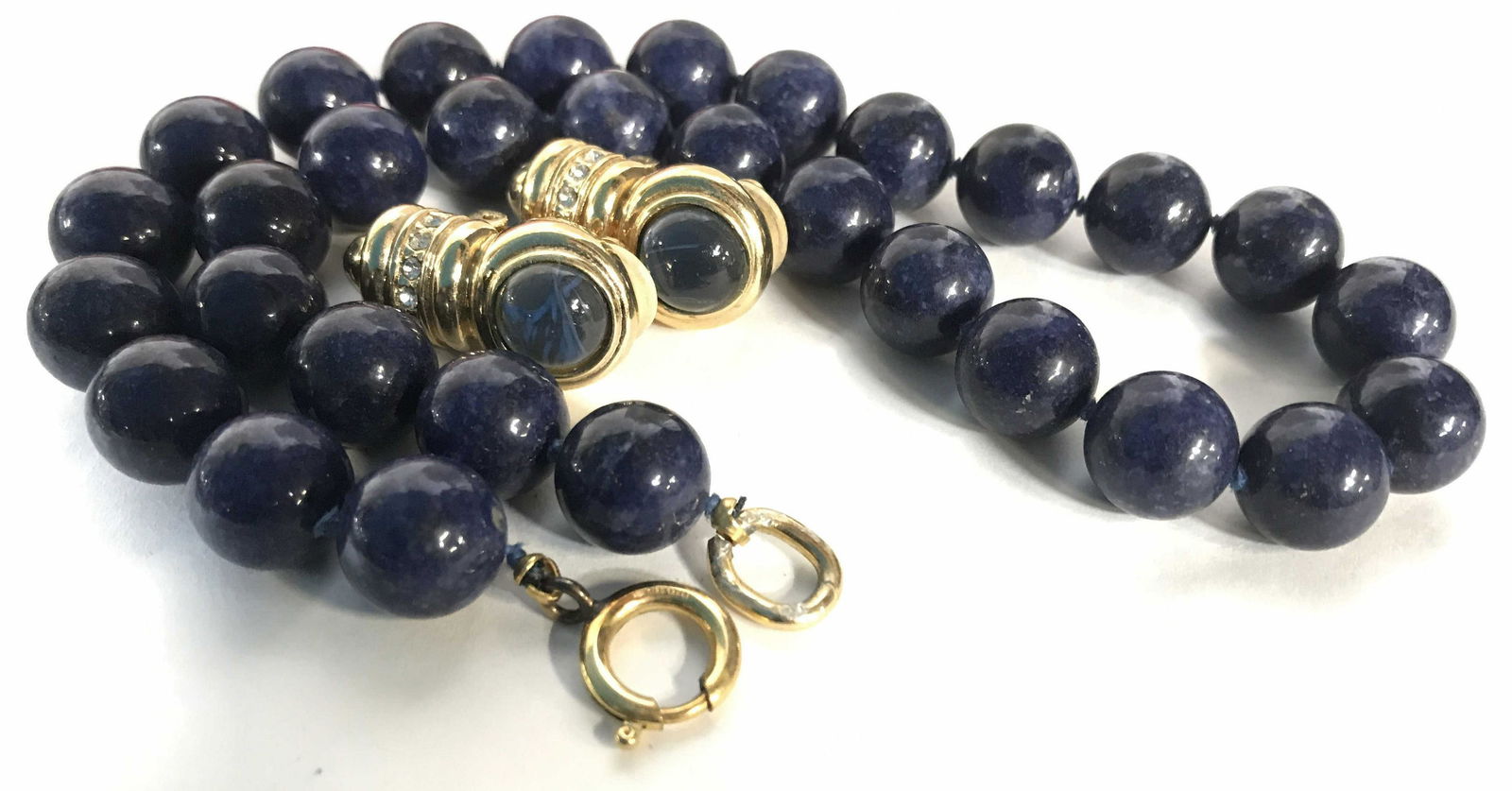 Lapis Lazuli Large Bead Necklace w Earrings (1 of 9)