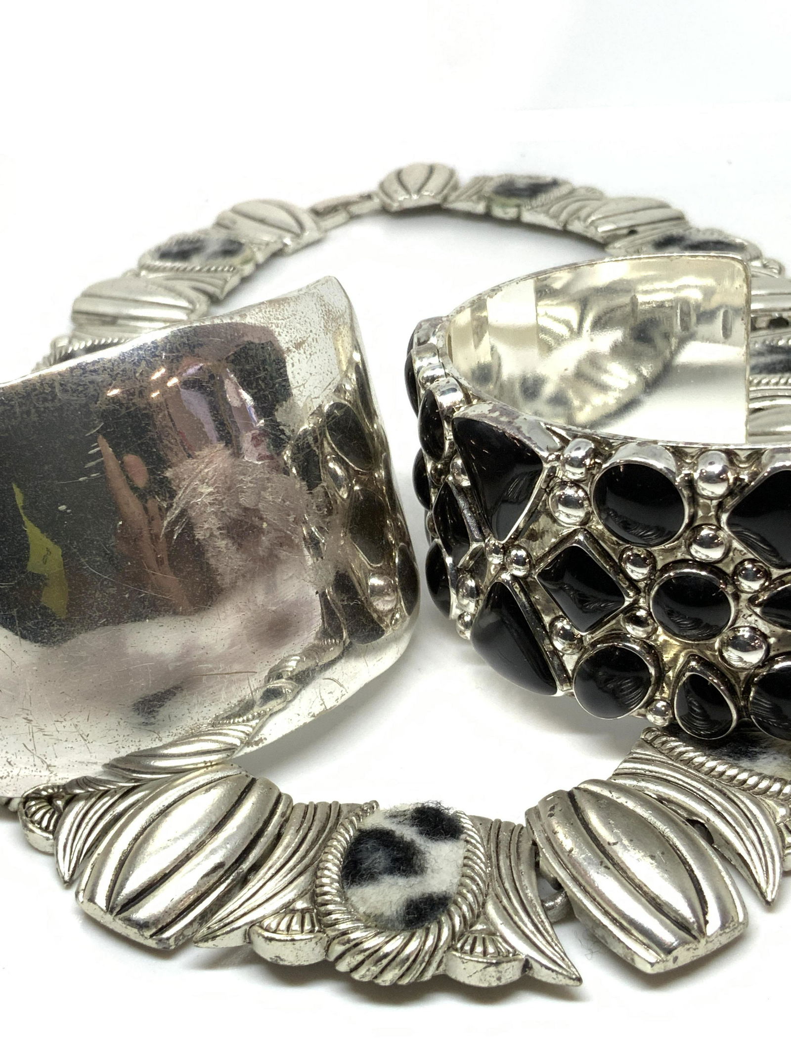 Grp 3 Chunky Silver Tn Jewelry, Signed BEST & More (1 of 14)