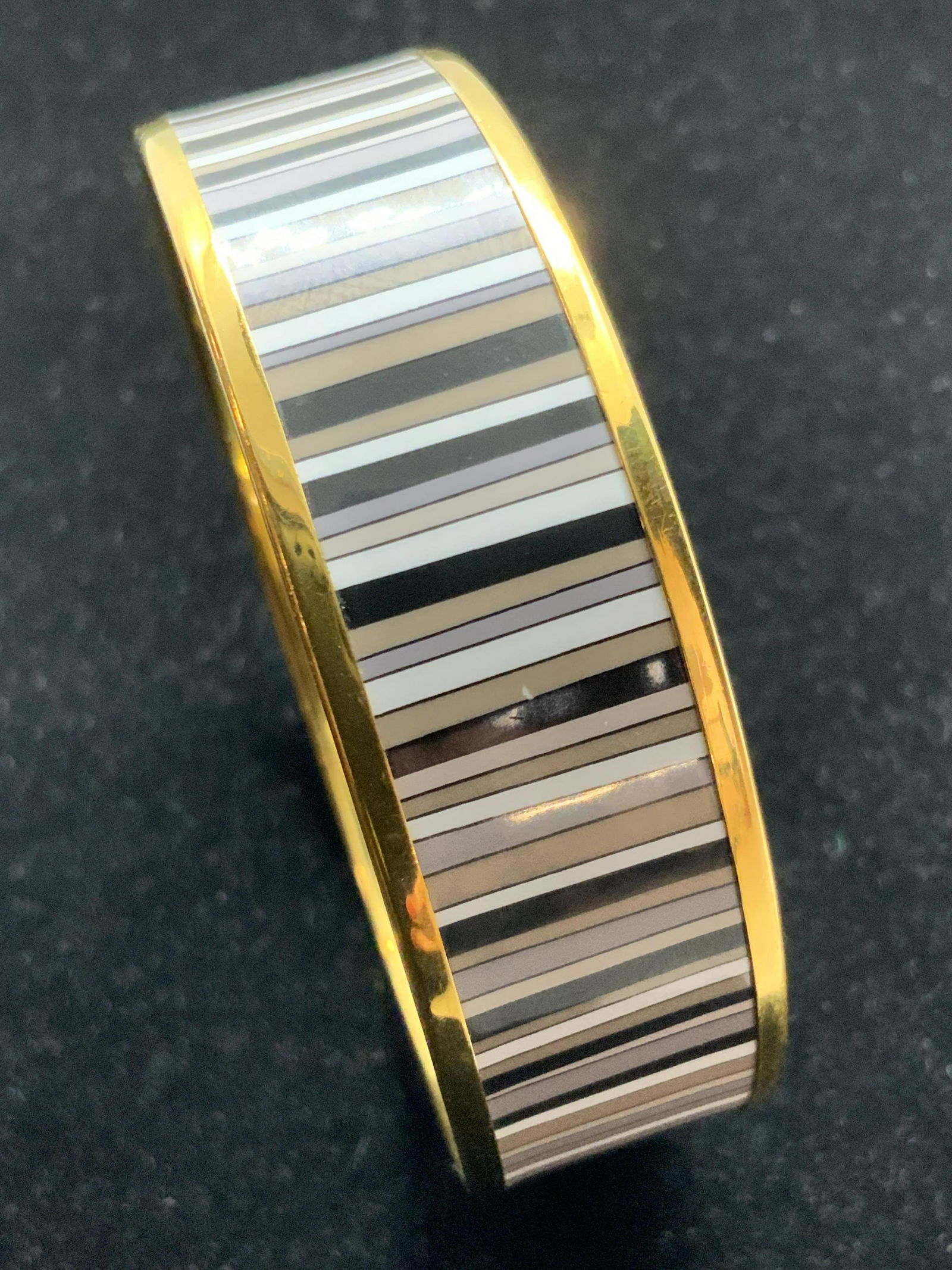 HERMÈS Paris Signed Carioca Striped Enamel Bangle (1 of 11)