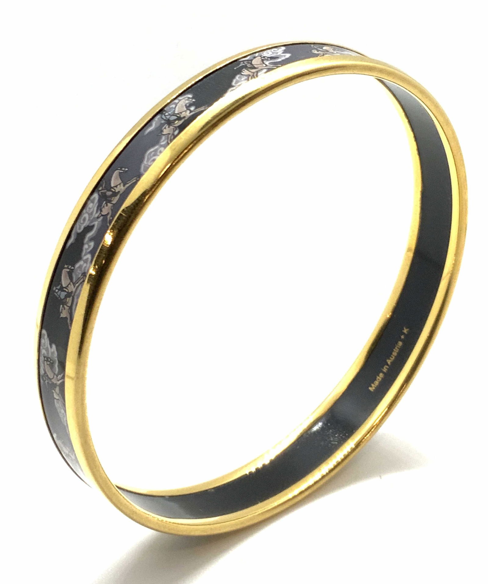 HERMÈS Paris Narrow Enamel Horse Print Bangle (1 of 11)