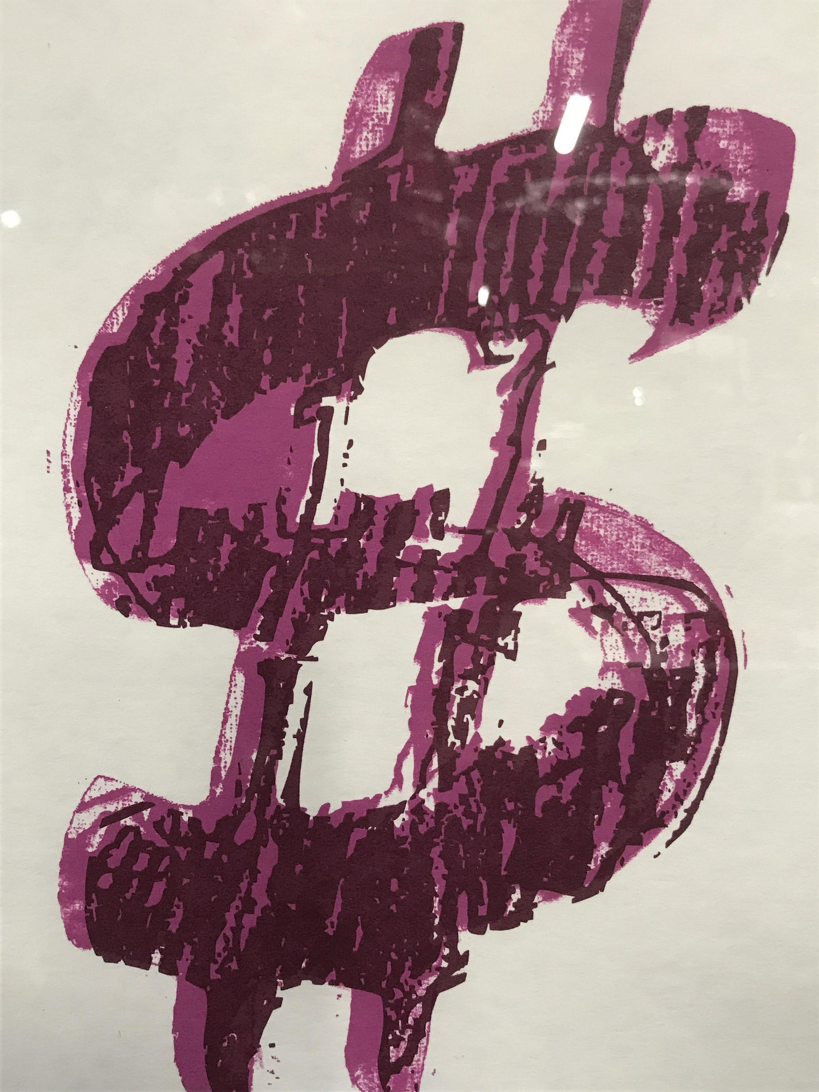 ANDY WARHOL Signed Ltd Ed Litho Dollar Sign: Andy Warhol signed limited edition lithograph dollar sign, signature in pencil to the lower right corner reads ‘Andy Warhol’, edition in front of signature reads ‘11/60’, stamps to reverse rea