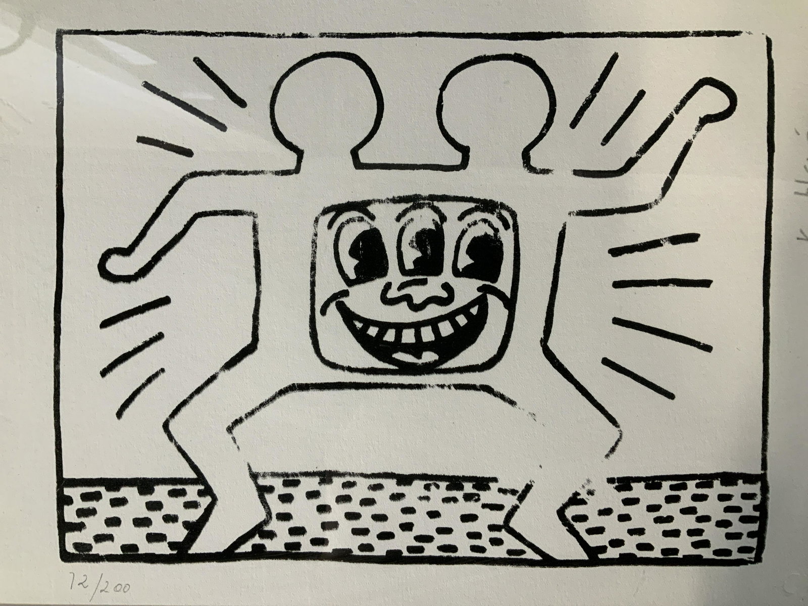 KEITH KARING Signed Ltd Ed Lithograph Artwork: KEITH KARING(1958-1990)Signed Ltd Ed Lithograph, signature to upper right reads ‘K Haring’, edition to lower left reads ‘12/200’, subject a dancing TV, stamp to reverse reads ‘Le Chat Noir A