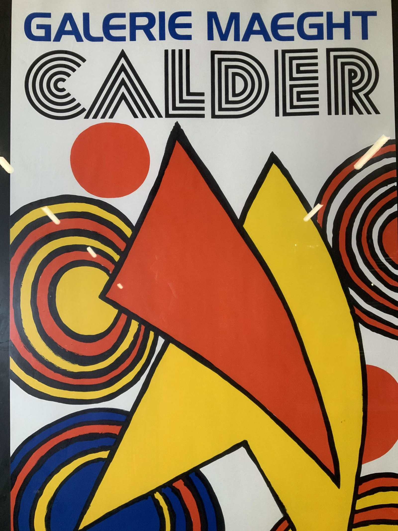 ALEXANDER CALDER Galerie Maeght Advertisement Art: ALEXANDER CALDER Galerie Maeght Advertisement, inscription reads ‘Galerie Maeght Calder Maeght Editeur Arte Paris’, subject a series of multicolored shapes, measures 35 5/8 x 23 inches, black tone