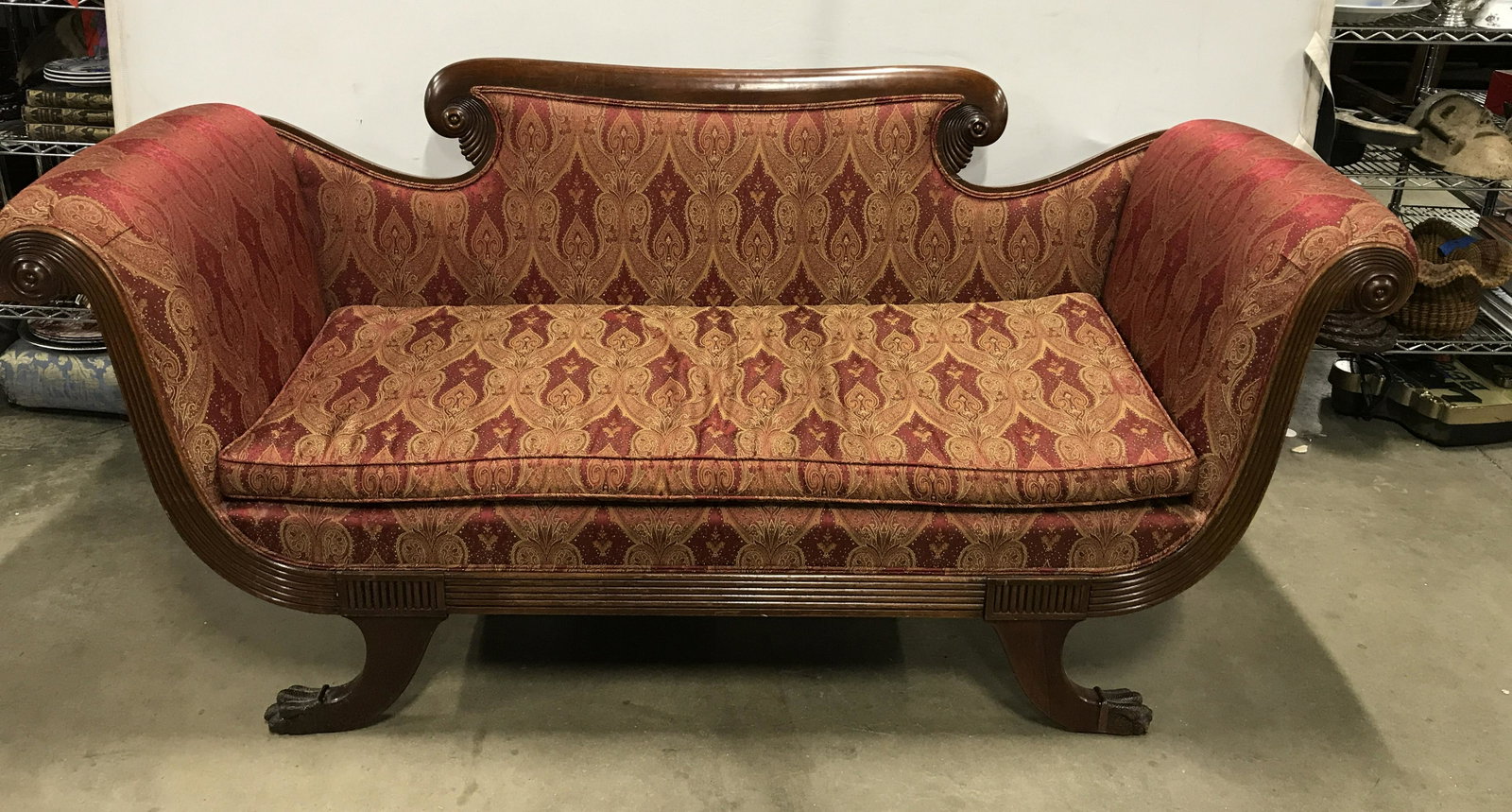 Antique Victorian Style Sofa: Antique Victorian Style Sofa Wear is consistent with age and use. Measures approx 3 in H 72 in L 26 1/2 in D. Vintage furniture, antique furniture, antique furnishings, Victorian style, Victorian furn