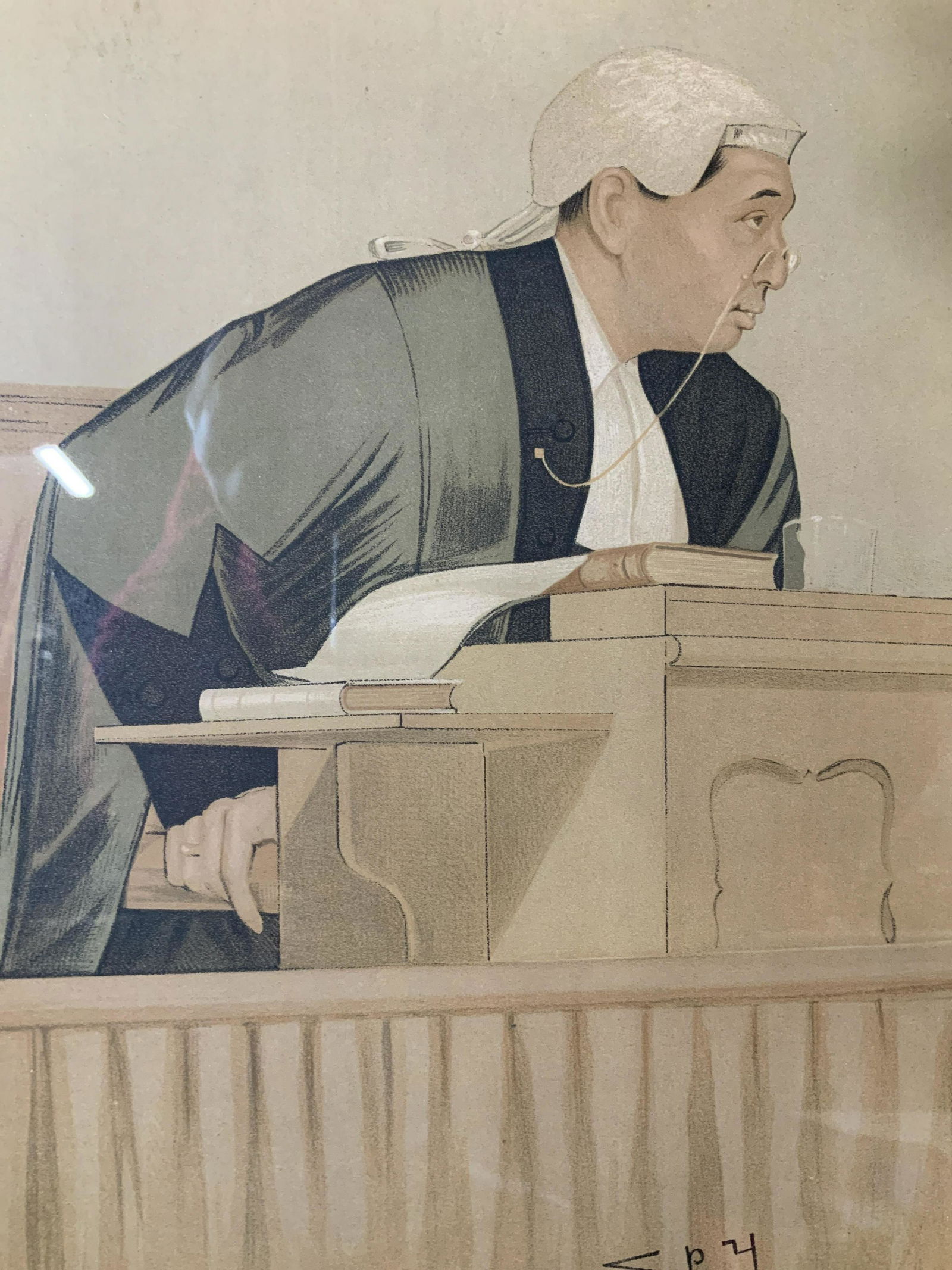 CARLO PELLEGRINI Our Weakest Judge Lithograph: CARLO PELLEGRINI Our Weakest Judge Lithograph, inscriptions read ‘Vanity Fair’, ‘Decr 24, 1893’, Vincent Brooks Day & Son Lith’, ‘Our Weakest Judge’, ‘Spy’, label to reverse reads ��