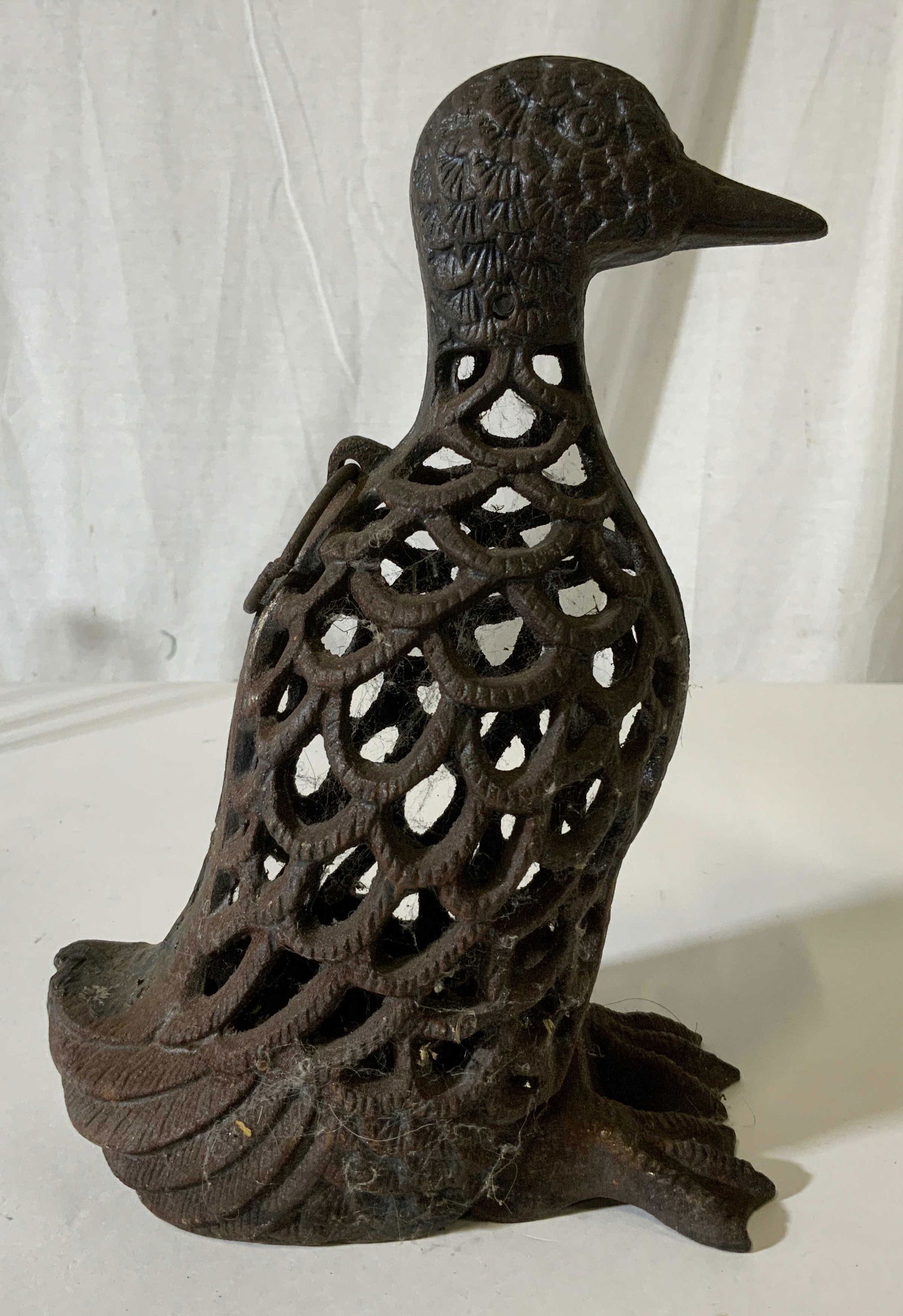 Vintage Asian Cast Iron Duck Lantern: Vintage Asian Cast Iron Duck Lantern, no apparent inscriptions or marks, measures 9 1/2 inches tall x 6 inches at widest point, rusting to piece, Property of Manhattan physician’s penthouse estate,