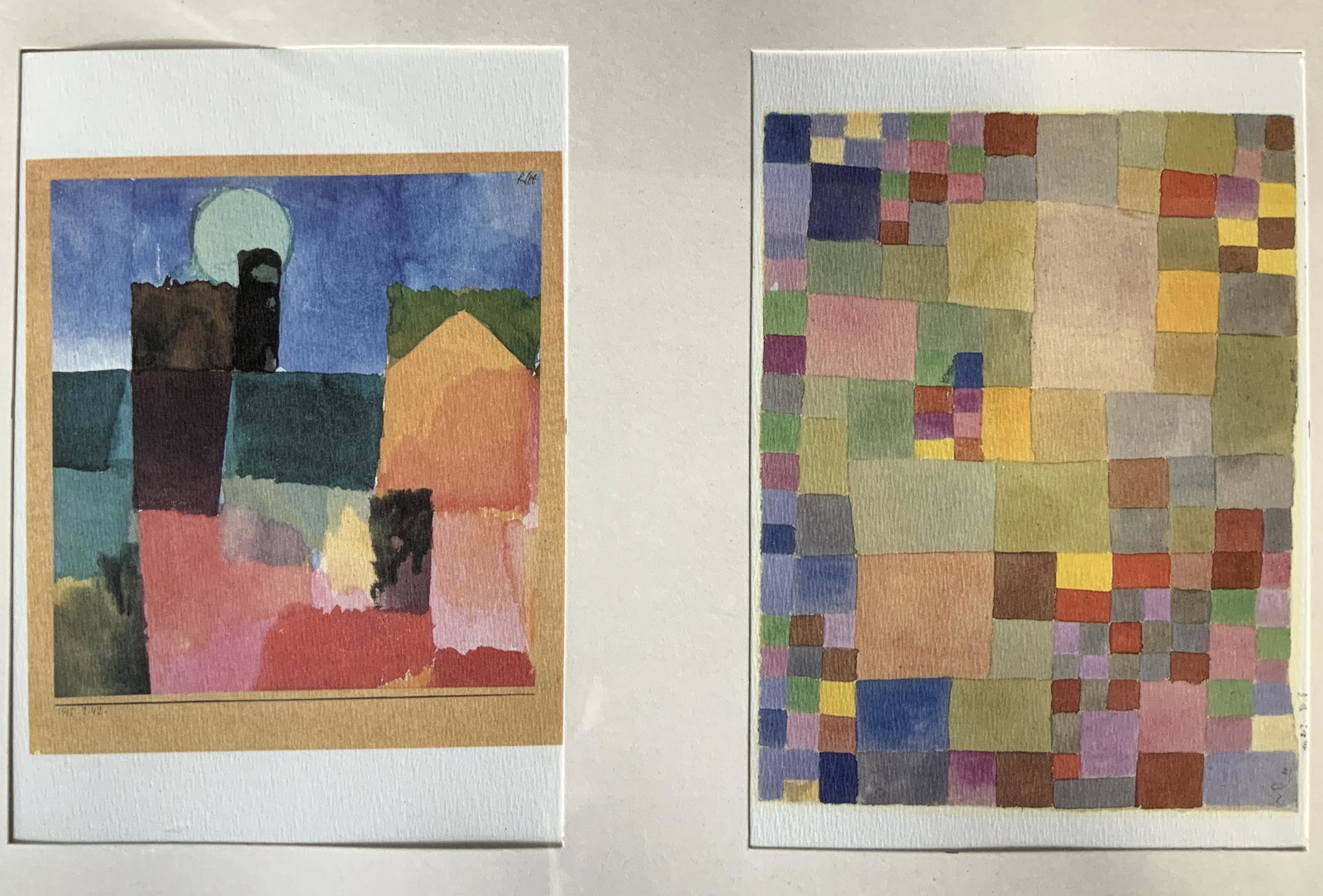 PAUL KLEE Moonrise & Flowering Tree Offset Lithos: PAUL KLEE Moonrise & Abstraction with Reference to Flowering Tree Offset Lithographs, inscriptions read ‘Klee’, subject houses with the moon rising and abstracted squares, measures 16 1/4 x 20 1/8