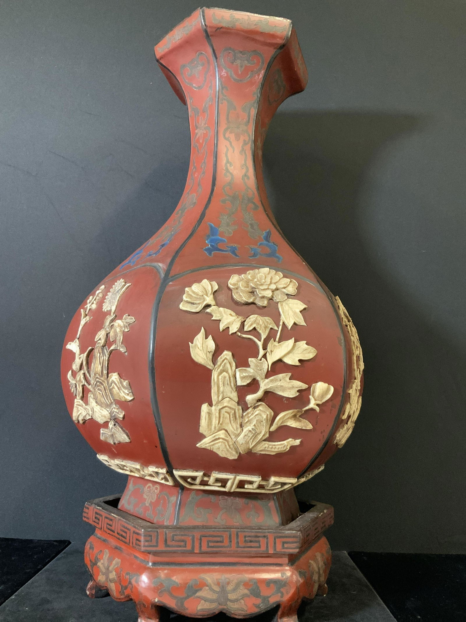 Vintage Asian Carved Wooden Floor Vase W. Stand Jan 20, 2021 The