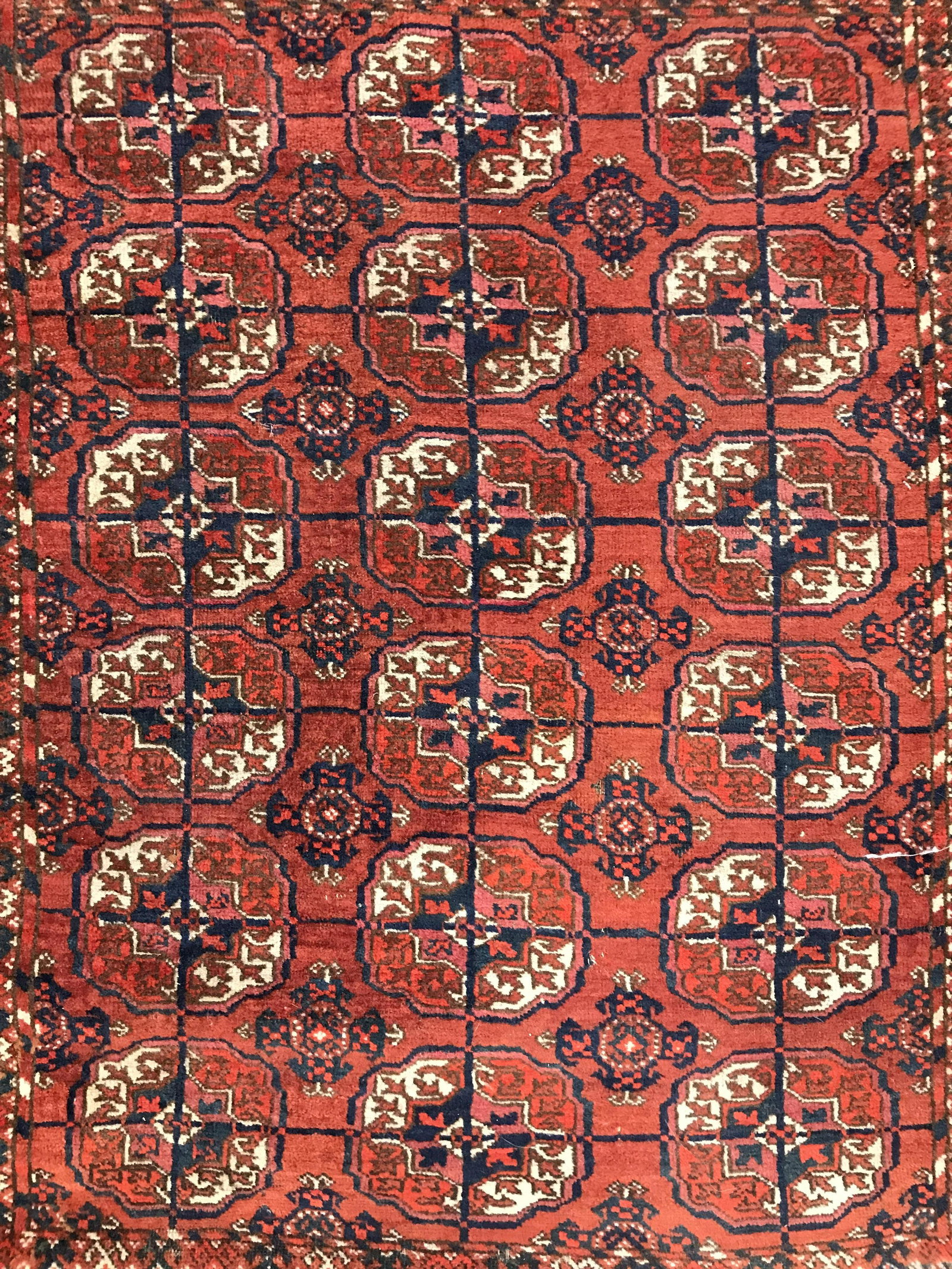Vintage Handmade Caucasian Wool Rug: Rug is wool and handmade. Piece is vintage possibly antique. Rug contains intricate multi toned geometric detail. Piece measures approximately 49 inches long 29 inches wide. Rug, carpet, area rug, woo