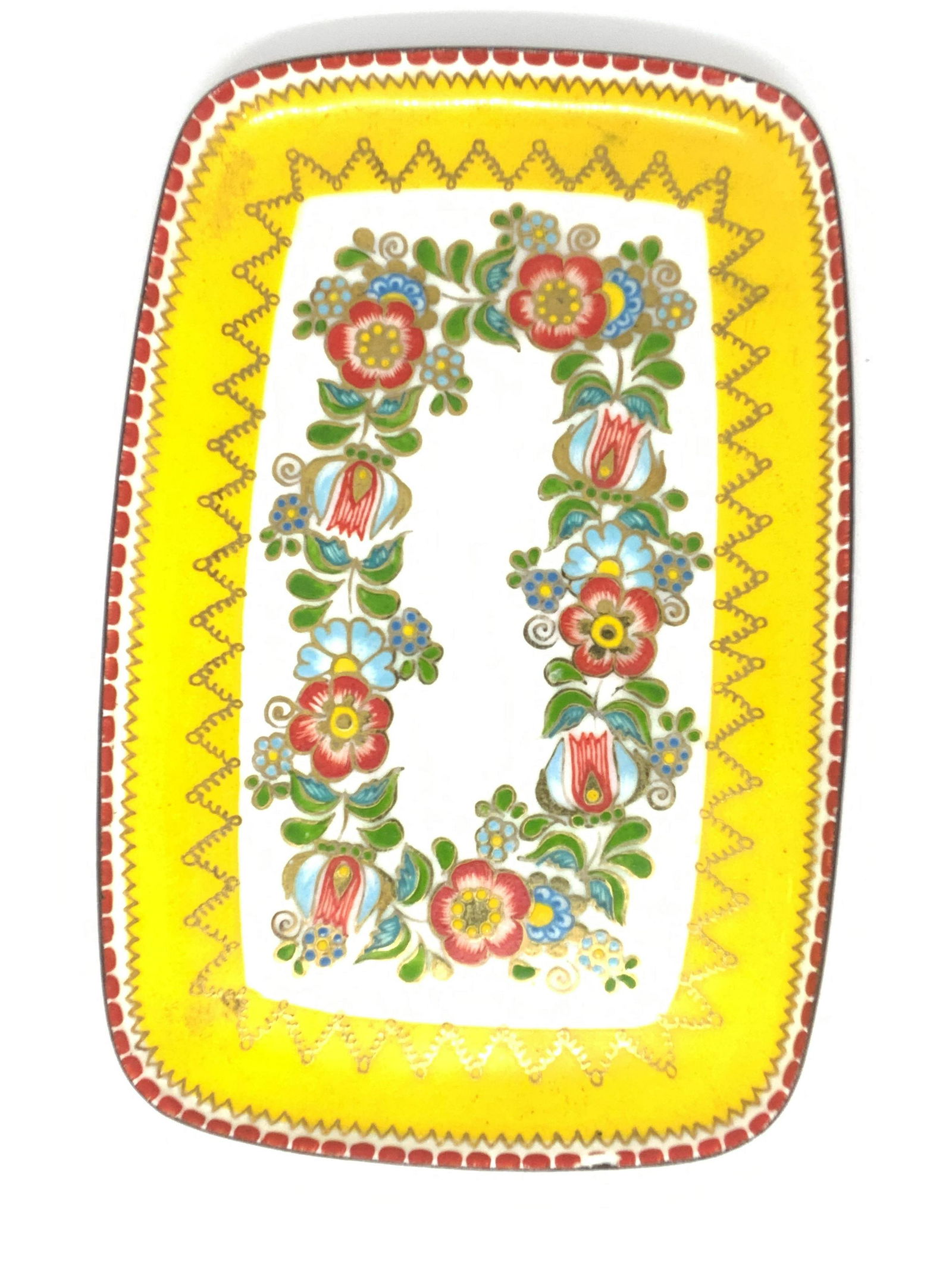 Lot3 KRELAGE Asian & Dutch Cloisonné Ring Dishes: Three vintage metal and ceramic trinket dishes / ring dishes that have been enameled with intricate designs. One circular dish depicts a colorful bird sitting in a tree with blooming pink flowers. The