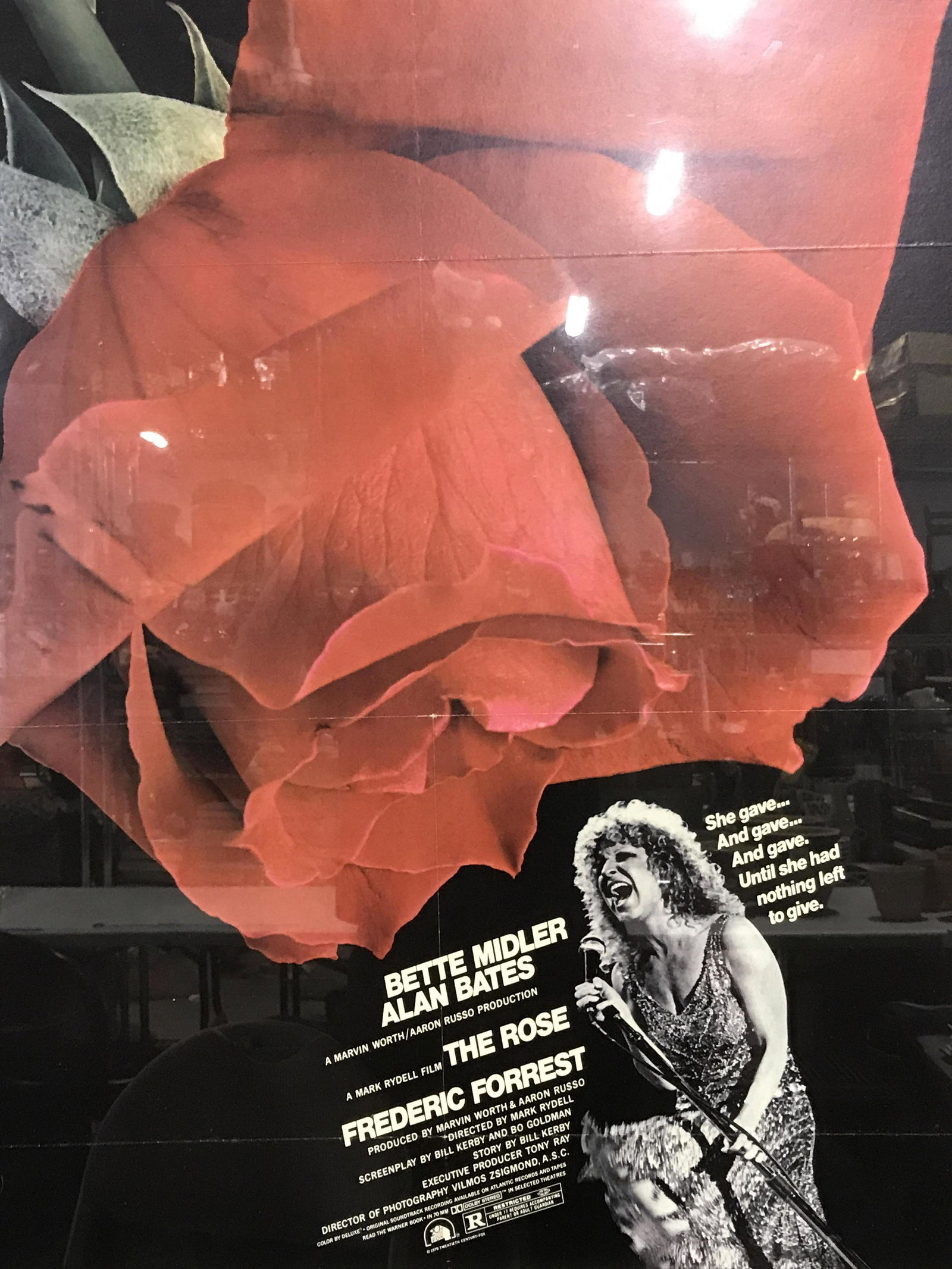 Litho Movie Poster The Rose Feat Bette Midler: Framed Movie Poster The Rose Featuring Bette Midler, text to poster reads ‘Bette Midler, Alan Bates, A Marvin Worth/ Aaron Russo Production, A Mark Rydell Film The Rose, Frederic Forrest produced by