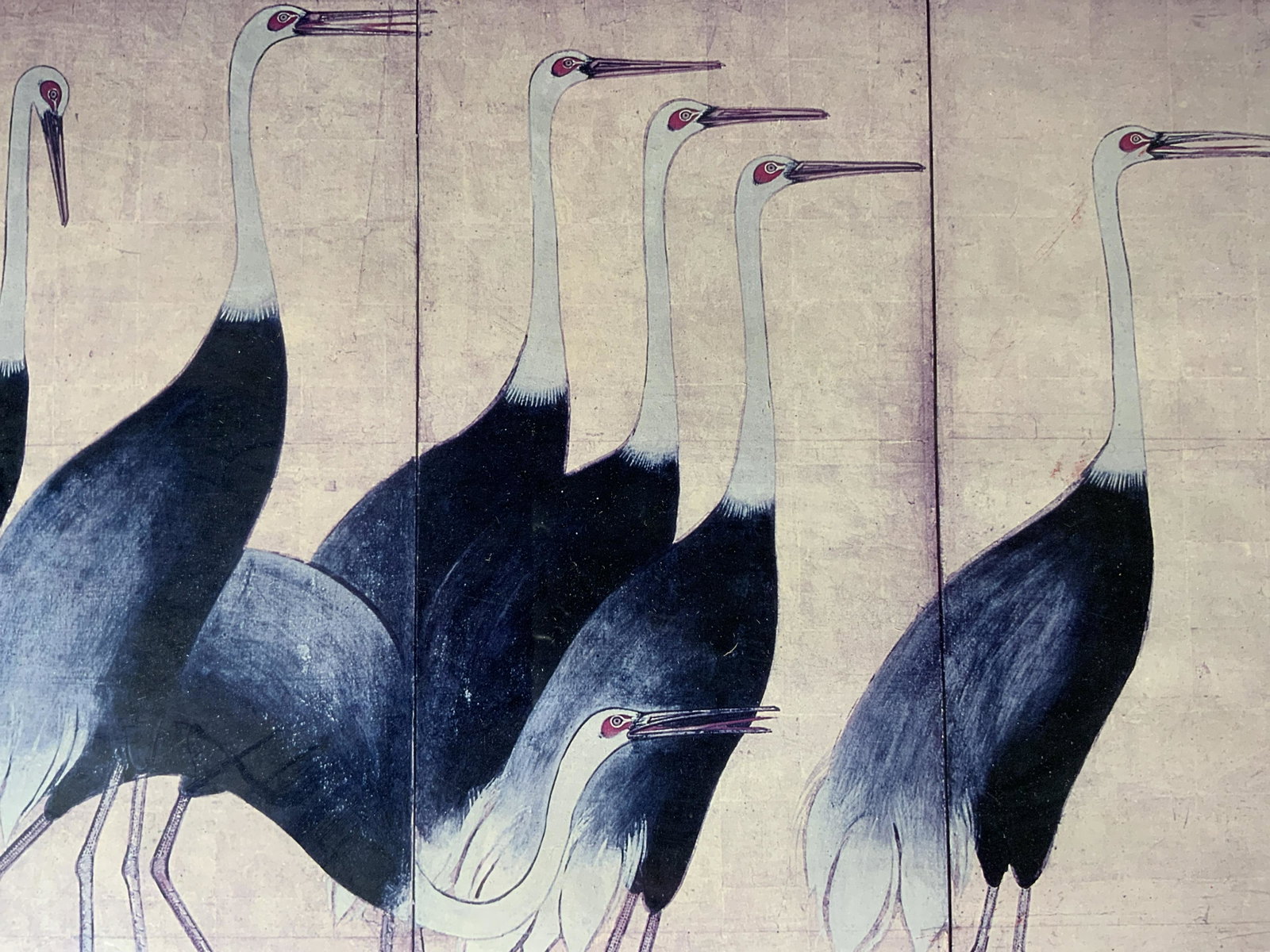 OGATA KORIN Walking Cranes Offset Lithograph Art: OGATA KORIN Walking Cranes Offset Lithograph, label to reverse reads ‘Walking Cranes by OGATA KORIN Japan, 18th century detail Freer Gallery of Art Washington DC published by Illuminations Incorpora