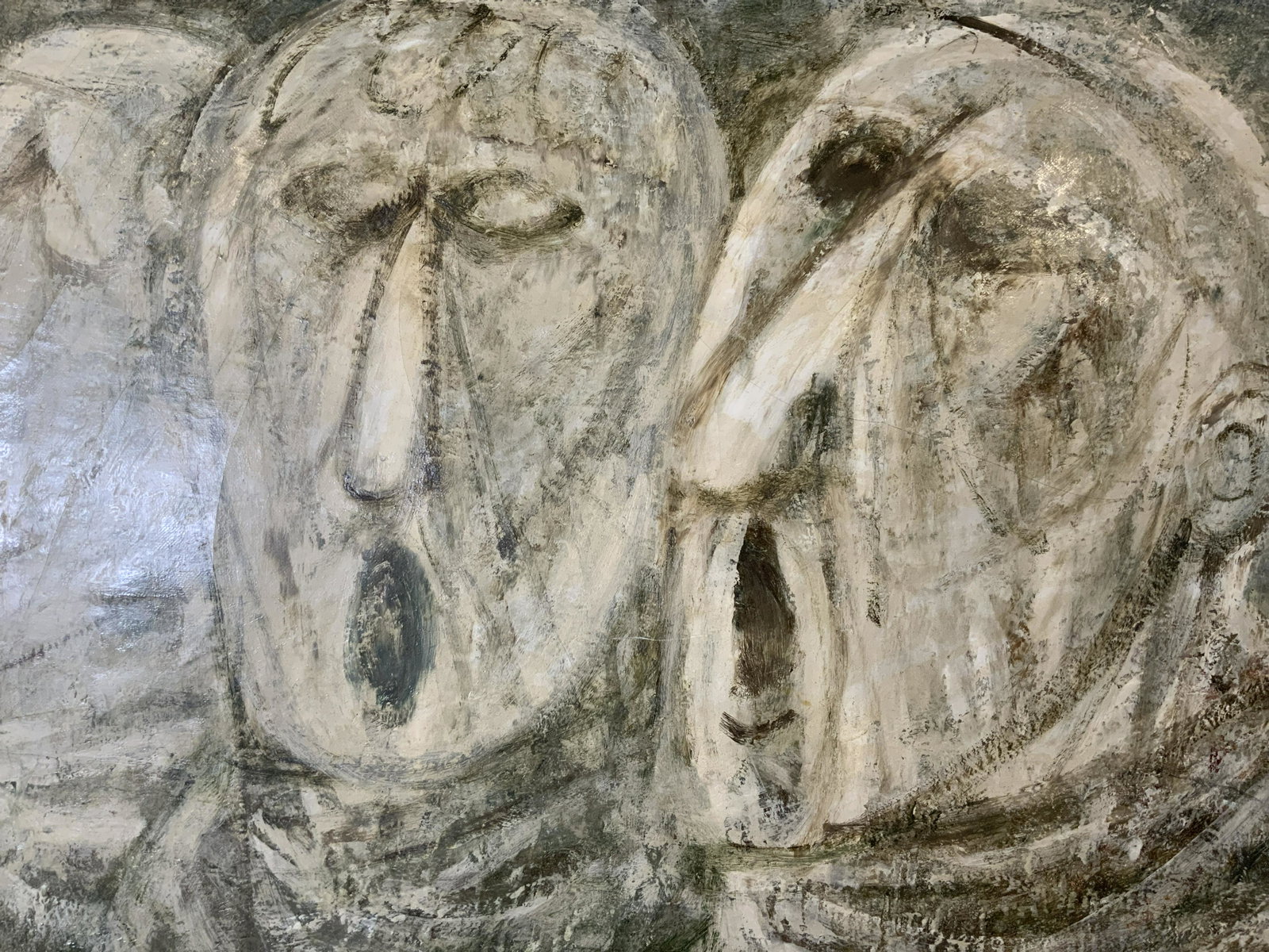 I ANNIOQUAT Signed Oil Painting, Portrait Artwork: I ANNIOQUAT Signed Oil Painting, Portrait, signature to lower left reads ‘j Annioquat’, label to reverse reads ‘Leo Robinson Artist Materials’, subject three singing men, measures 28 1/2 x 32 