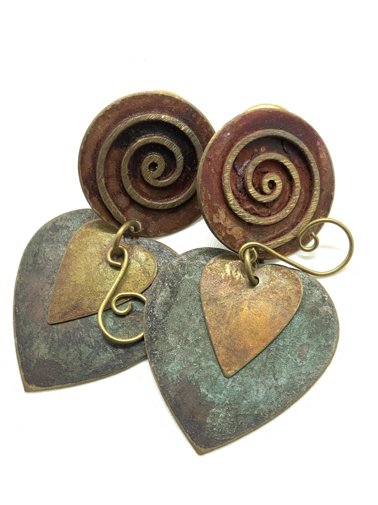 Lot3 ARTISAN HANDMADE Earrings & Choker Necklace: Three pieces of jewelry that can be worn together or separately. Two pieces of handmade artisan earrings from wood and metal materials. The wooden earrings are drop dangle style and have gold tone met