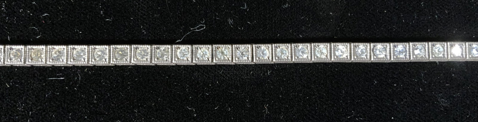 Vintage Sterling Silver Line Bracelet, Jewelry: Vintage Sterling Silver Line Bracelet, inscription reads ‘Pat 91525 Sterling’, measures 7 1/2 inches long, total weight: ,33 ozt, some surface wear to piece but overall in good condition, Vintage,