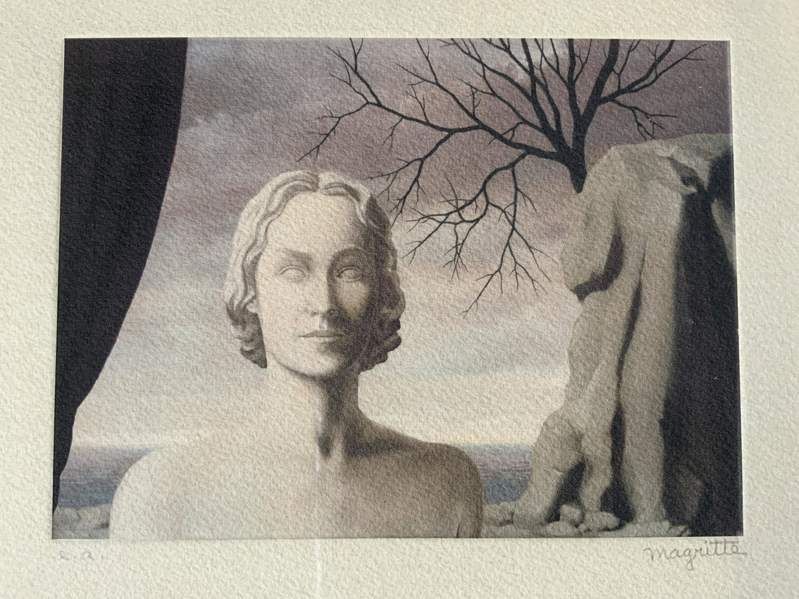 RENE MAGRITTE Signed Artist Proof Lithograph: RENE MAGRITTE(1898-1967)Signed AP Lithograph, signature to lower right reads ‘Magritte’, inscription to lower left reads ‘EA’, subject a figure standing amidst a mountainous landscape, measure