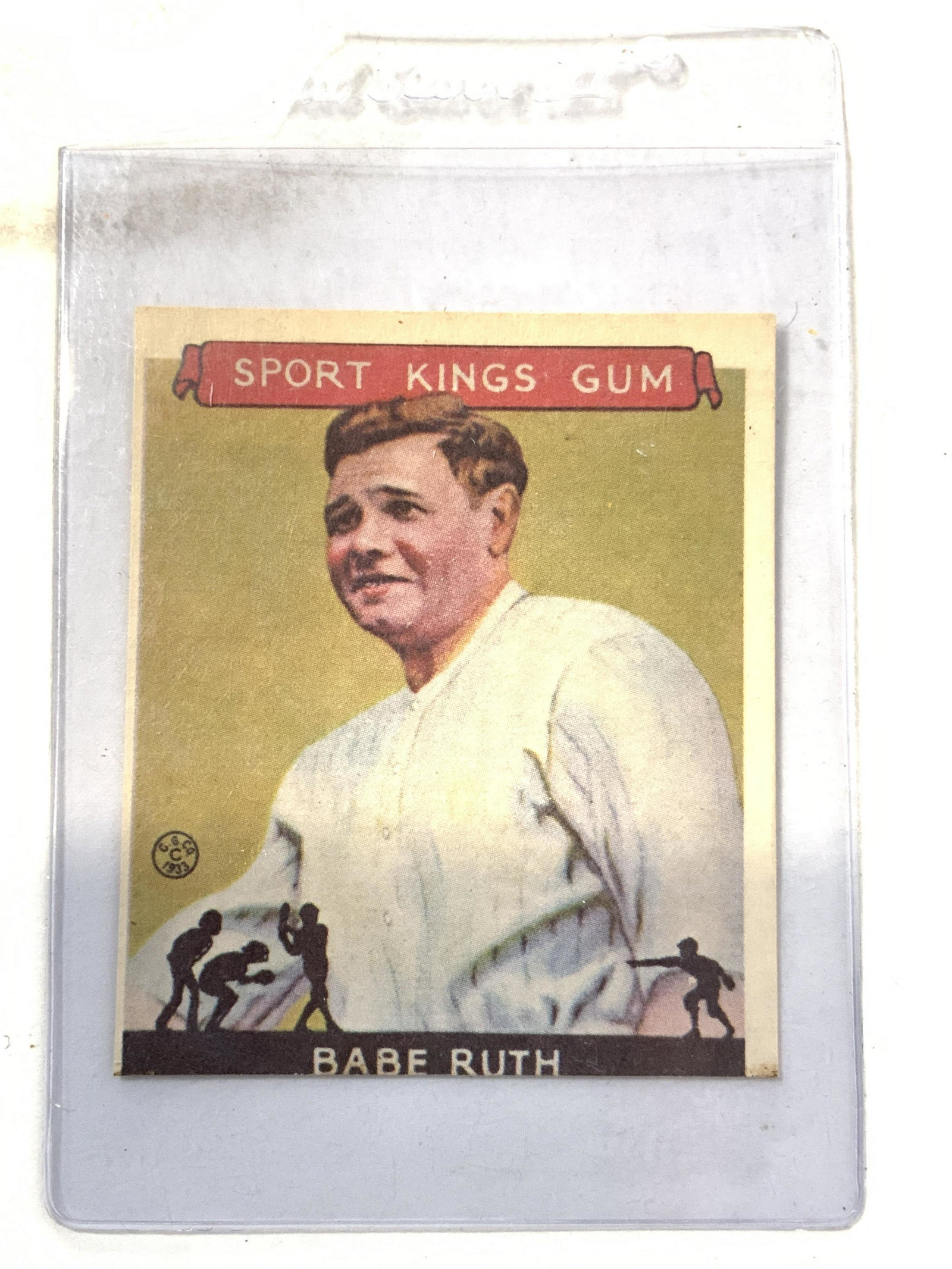 1933 BABE RUTH Sport Kings Gum Baseball Card: Vintage 1933 BABE RUTH Sport Kings Gum Baseball Card. Card case measures approx 4.5 inches tall 3 inches wide. Babe Ruth Card, Babe Ruth Baseball Card, Babe Ruth memorabilia, baseball card, vintage ba