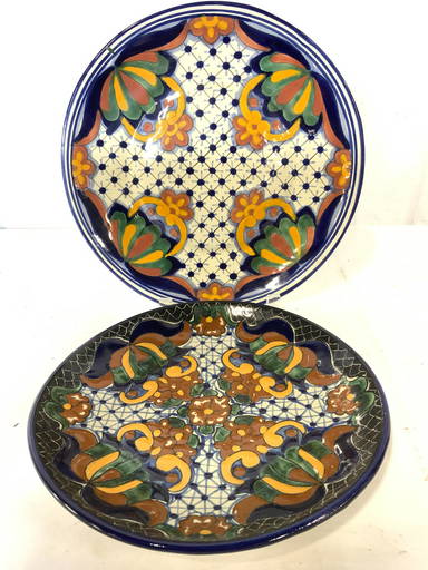 Lot 2 Signed Hand Painted Ceramic Mexican Plates