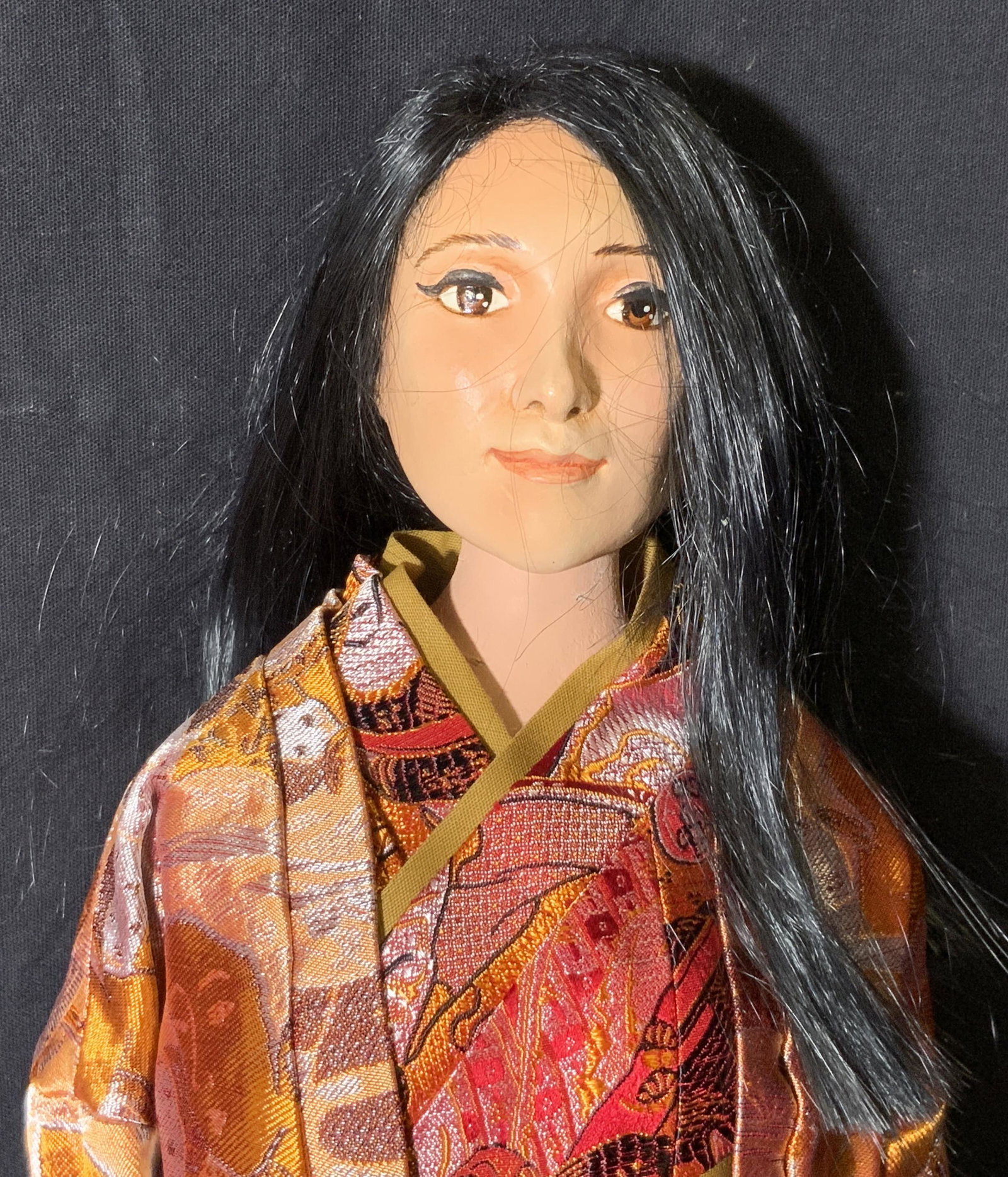 LORD & TAYLOR Window Display Asian Puppet: LORD & TAYLOR Window Display Puppet, no apparent inscriptions or marks, a woman in a kimono with slippers, measures 24.5 inches at tallest point, head need repair at joint, chips and breaks to piece, 