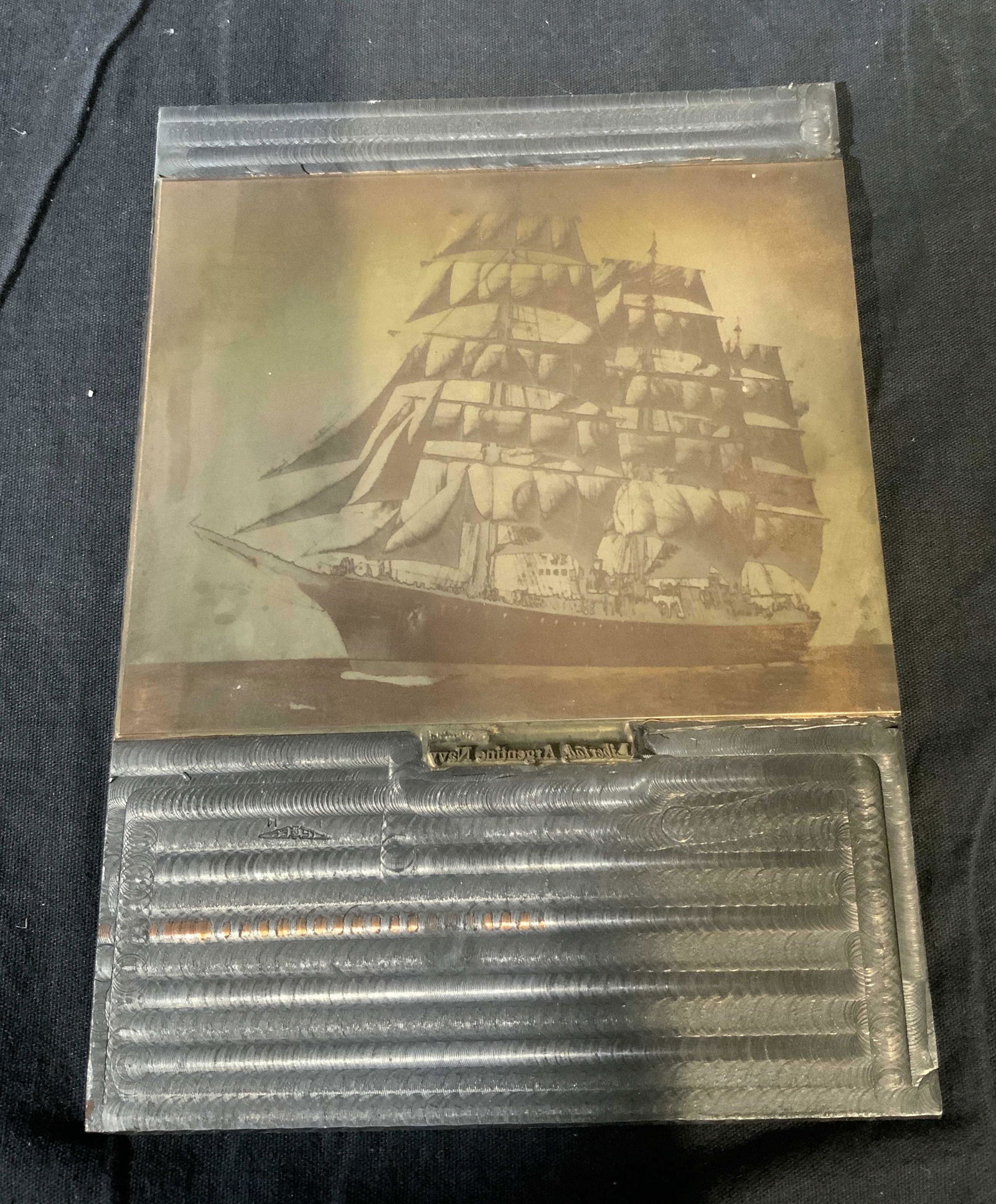 Collection 4 Copper Plated Naval Engravings: Collection 4 copper plated naval engravings, each plate displays at least one Ship with a title to each, largest of the four measures 8.5 inches by 5.5 inches, each weighted for printing, Collection,