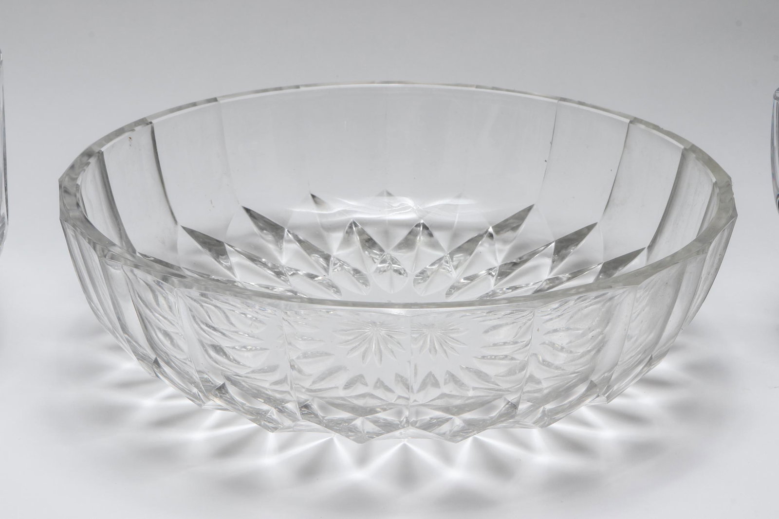 Modern Colorless Glass Bowls, Group of 3: Modern Colorless Glass Bowls, Group of 3 Modern colorless glass bowls, group of three, including one Kosta, one Val St. Lambert, and one unsigned. Largest: 4.25" H x 8.75" diameter. Val St. Lambert wi