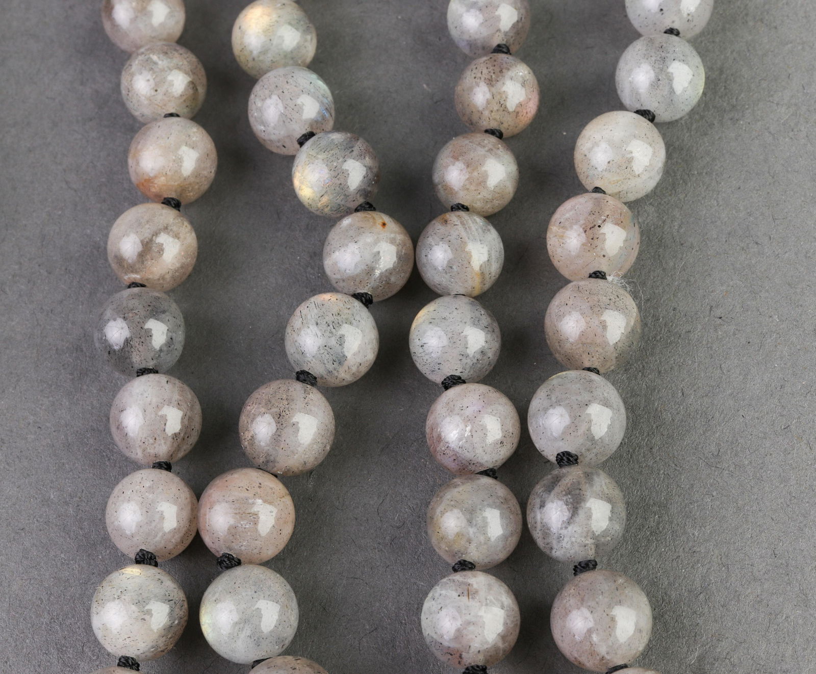 Aquamarine Labradorite Coral & Silver Necklaces, 3: Aquamarine Labradorite Coral & Silver Necklaces, 3 Three aquamarine, labradorite and dyed coral silver clasps necklaces, marked: "925 / M&N / 925 / WW," with maker's marks. Rough-cut aquamarine neckla