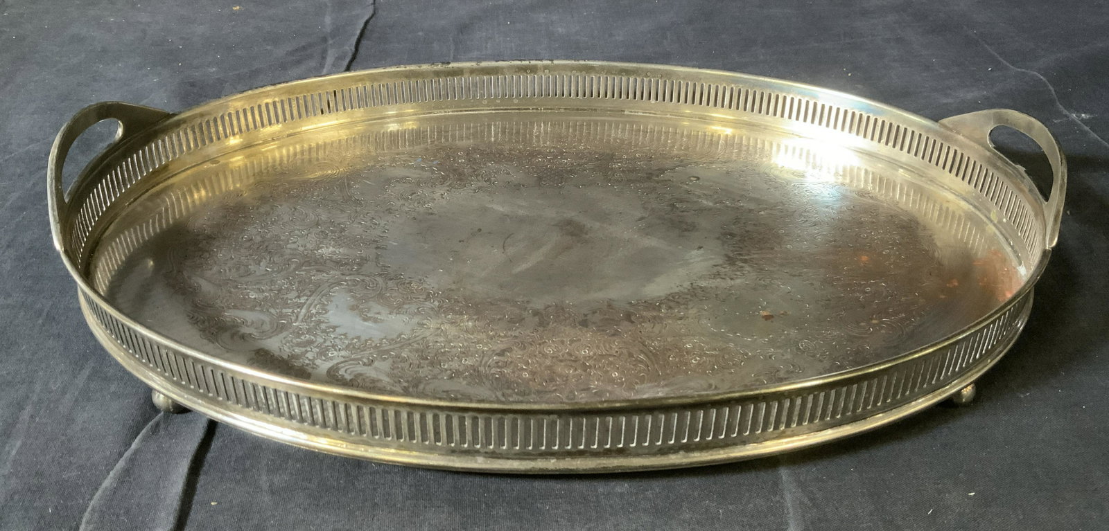 EG WEBSTER & SONS Silver Plated Tray: EG WEBSTER & SONS Silver Plated Tray, lion, star, and lion mark to base, measures 15 5/8 x 11 inches, 2 3/4 inches tall, surface wear and tarnishing to piece, Serving tray, tray, eg webster and sons, 