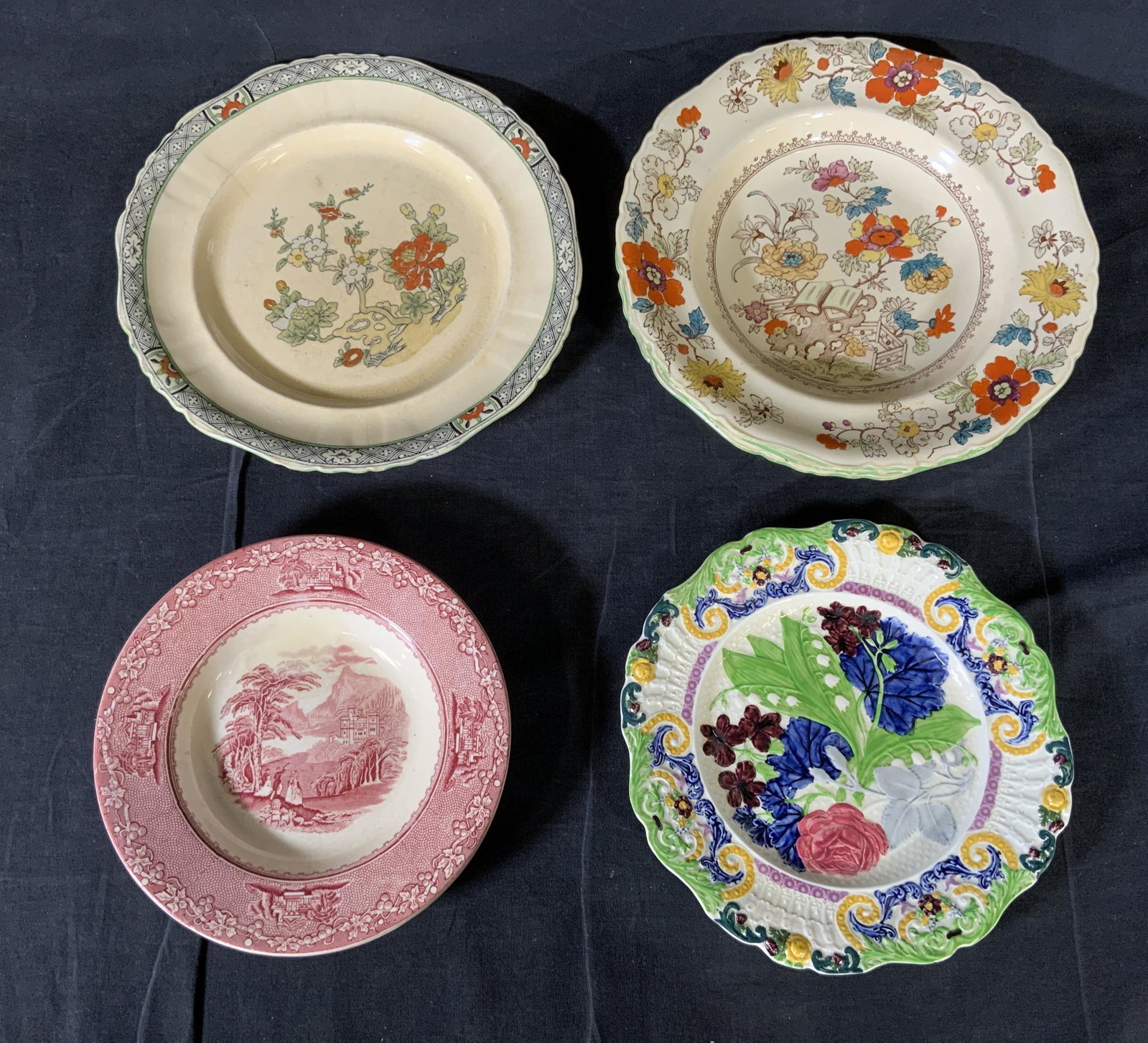7 Vintage Ceramic Plates, MASON’S & More: 7 Vintage Ceramic Plates, MASON’S & More, inscriptions read ‘Royal Staffordshire Pottery England Jenny Lind 1795’, ‘Mason’s Patent Ironstone China England C2639’, ‘Ridgeway Hand Painted 