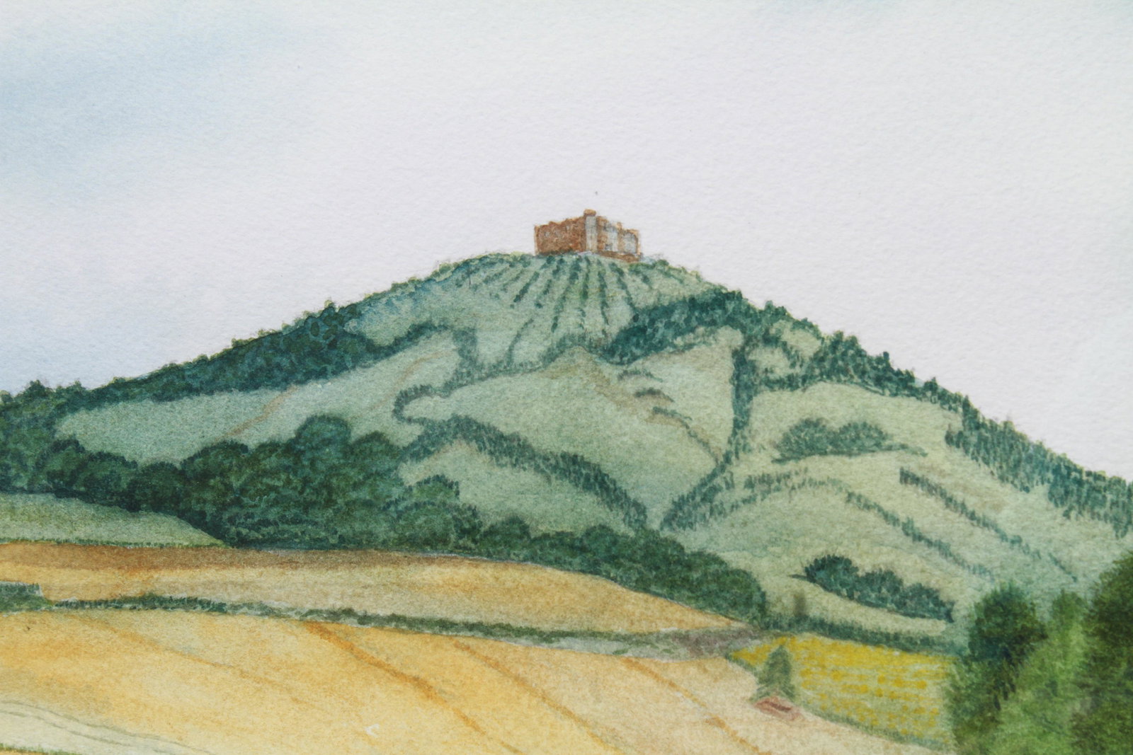 Bruno A. Quinson "Thiers - Cote Nord" Watercolor: Bruno A. Quinson "La Route De Thiers - Cote Nord," signed ;and dated lower right, "Grand... Quinson '03," titled on reverse, watercolor on paper. Image: 9.5" H x 14.5" W; frame: 17.5" H x 22" W. From 
