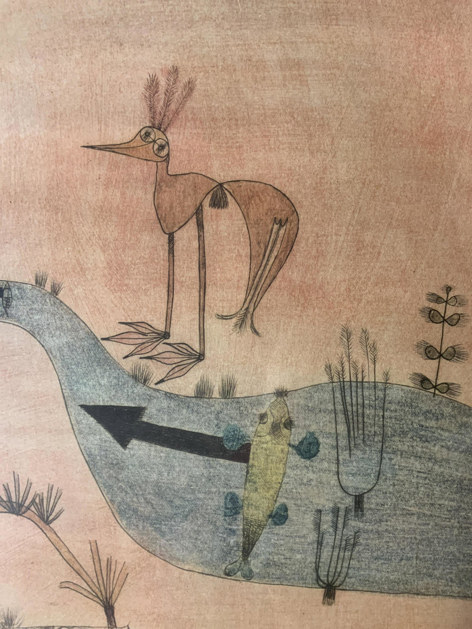 PAUL KLEE By the Trout Stream Lithograph Artwork: PAUL KLEE By the Trout Stream Lithograph, inscription to lower left reads ‘Klee’, label to reverse reads ‘Paul Klee By the Trout Stream Am Forellenbach Ganmyed facsimile’, subject an abstracte