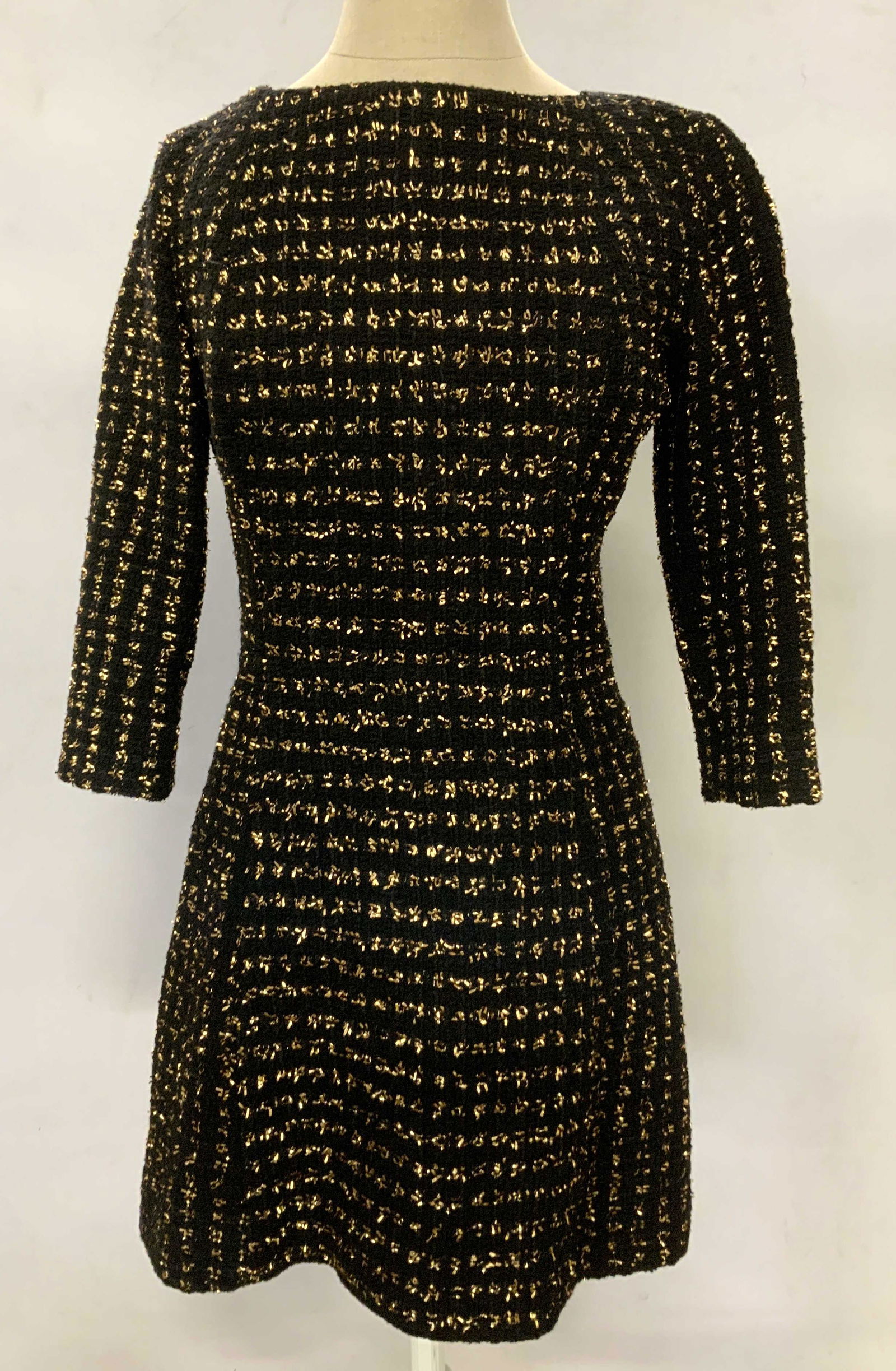 JOY PHILBIN VICTORIA BECKHAM Wool Dress: JOY PHILBIN VICTORIA BECKHAM Wool Dress, label reads ‘Victoria Beckham US 8’ Dress No 14 Made in England 65% WV 32% PA 3% PL Contrast 97%WV 2% EA 1% PA Lining 100% silk ‘, a fitted mid thigh woo