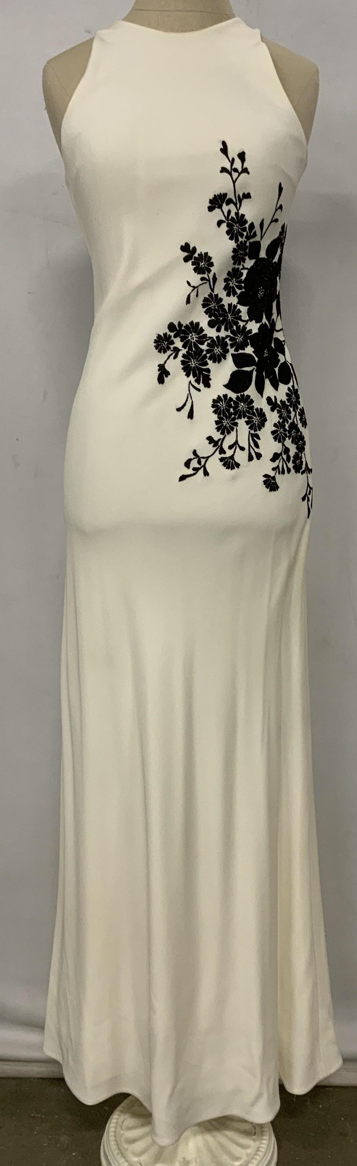 JOY PHILBIN CARMEN MARC VALVO Formal Dress: JOY PHILBIN CARMEN MARC VALVO Formal Dress, label to interior reads ‘Carmen Marc Valvo’, likely a size 4, measures 53 5/8 inches from top of dress to hem, design features intricate floral embroide