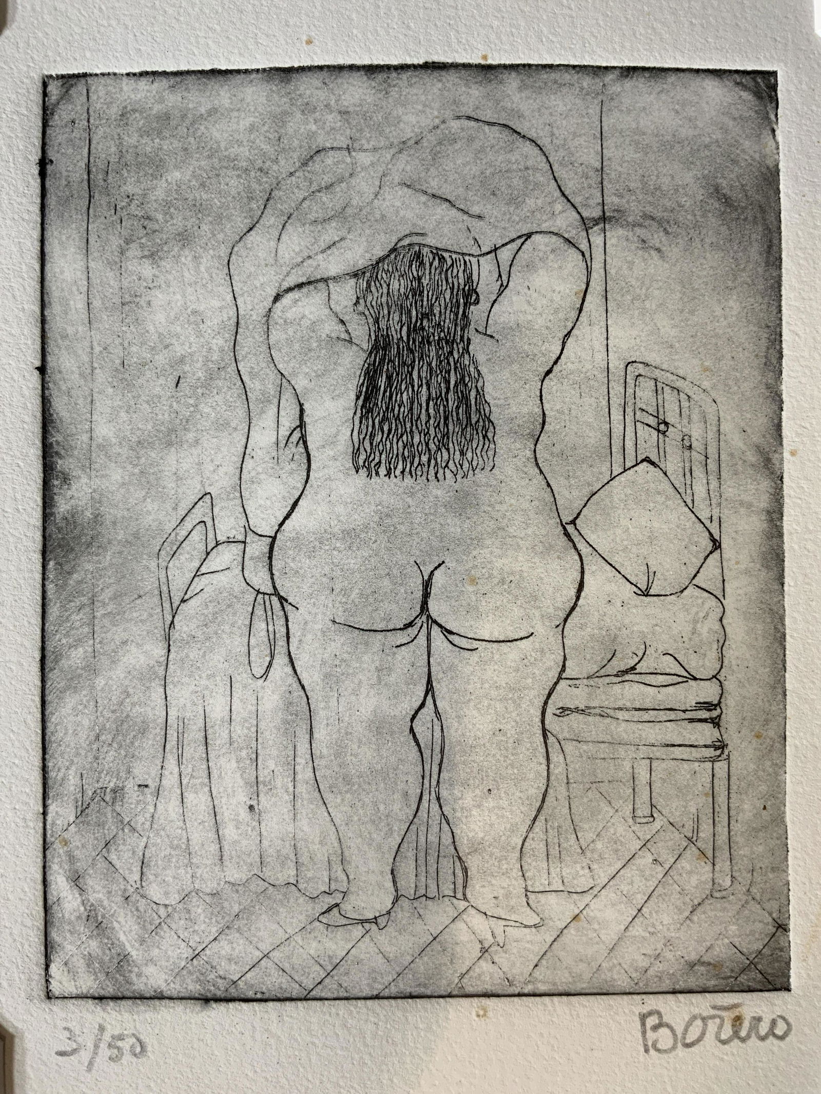 FERNANDO BOTERO Signed Ltd Ed Etching, Artwork: FERNANDO BOTERO(1932-)Signed Ltd Ed Etching, signature to lower right in pencil reads ‘Botero’, edition to lower left reads ‘3/50’, label to reverse reads ‘Tilting at Windmills’, subject a