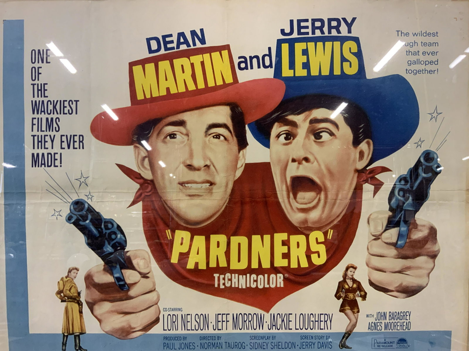 Vintage Pardners Movie Poster: Vintage Pardners Movie Poster, inscription reads ‘Dean Martin and Jerry Lewis One of the wackiest films they ever made The wildest laugh team that ever galloped together! Pardners Technicolor Co sta