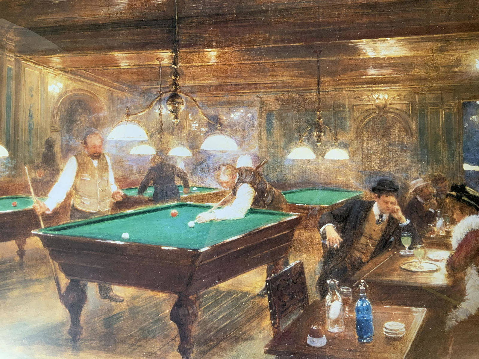 JEAN BERAUD The Billiard Parlour Offset Lithograph: JEAN BERAUD The Billiard Parlour Offset Lithograph, inscription reads ‘Classic collections Fine Art Ltd Irvington, New York The Billiard Parlour Jean BERAUD French 1849-1936 Oil on canvas 30 x 48 Co
