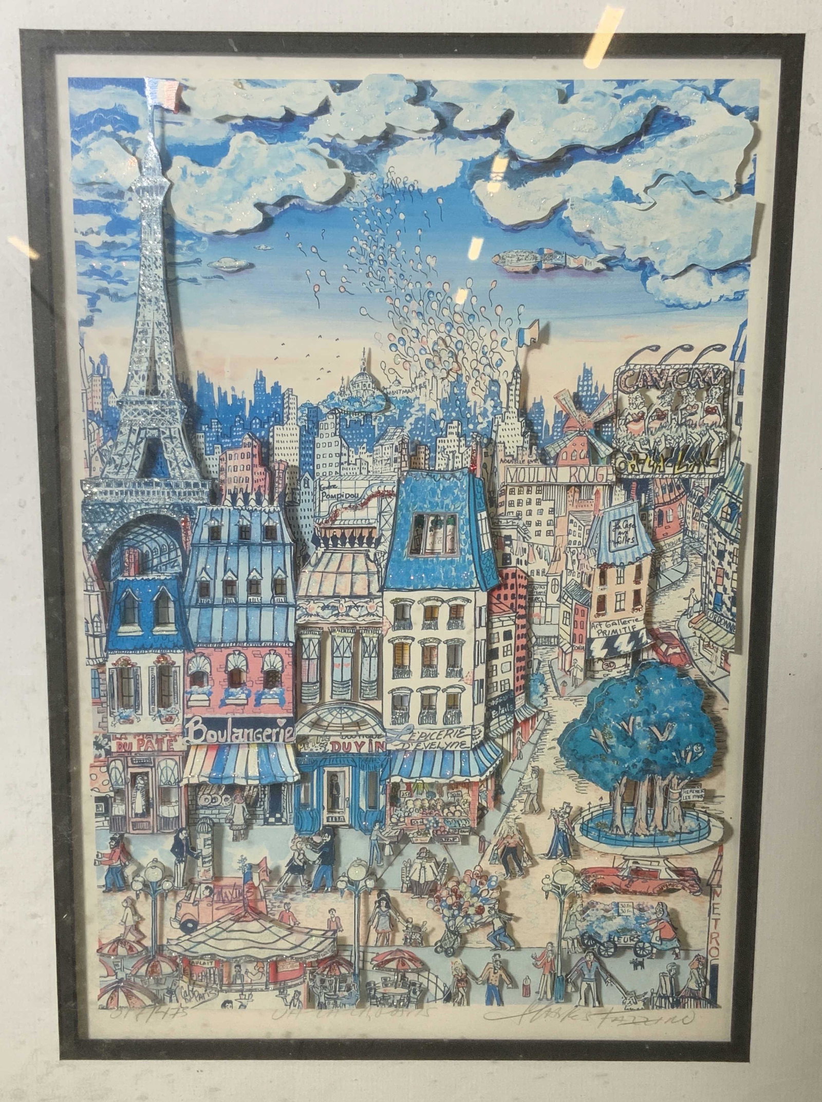 CHARLES FAZZINO Signed 3D Pop Artwork: Charles FAZZINO signed 3D pop art piece, signature to lower right corner reads ‘Charles FAZZINO’, edition to lower left corner reads ‘317/475’, title to center lower border reads ‘Oh La La P