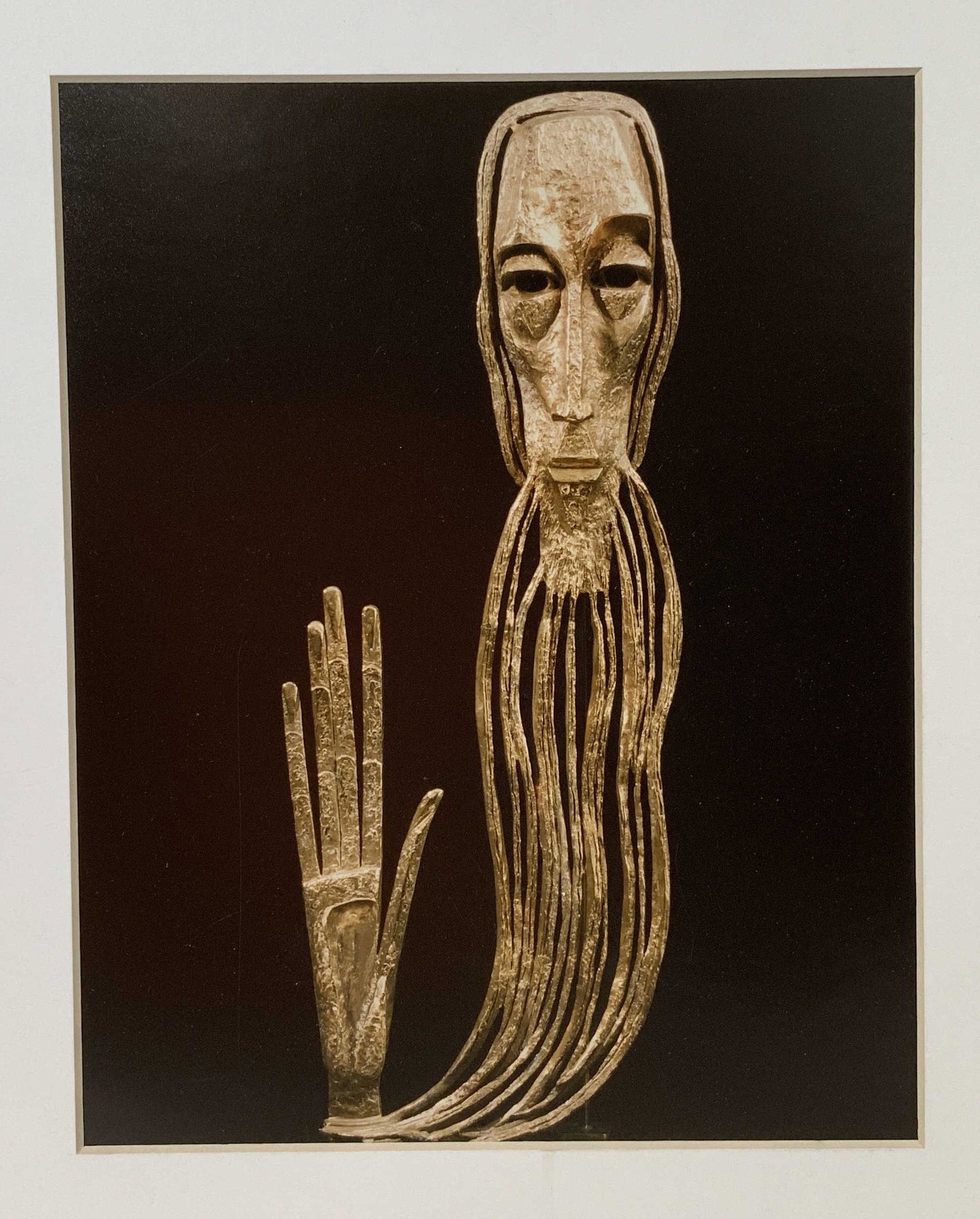 Lot 12 Sculpture Photos 8x10 Mounted B&W / Color: A group of twelve eight by ten inch photographs of a bronze sculpture by Estelle Goodman (1930-2007, American). This lot of 12 photos are all mounted, some with a hinged mat frame. Of the seven black 