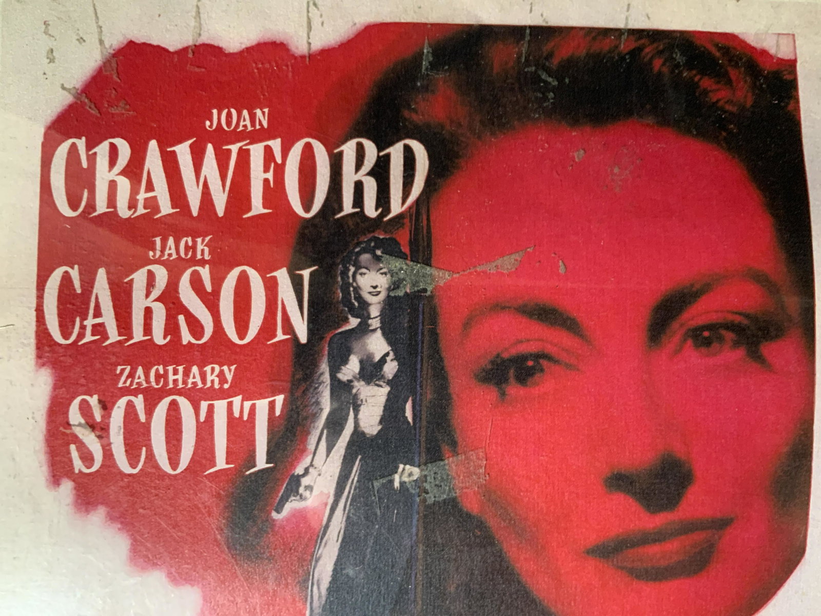 Mildred Pierce Movie Poster Lithograph: Mildred Pierce Movie Poster Lithograph, inscription reads ‘Joan Crawford Jack Carson Zachary Scott Mildred Pierce’, measures 17 1/4 x 11 1/2 inches, not examined out of plastic sheeting, not frame