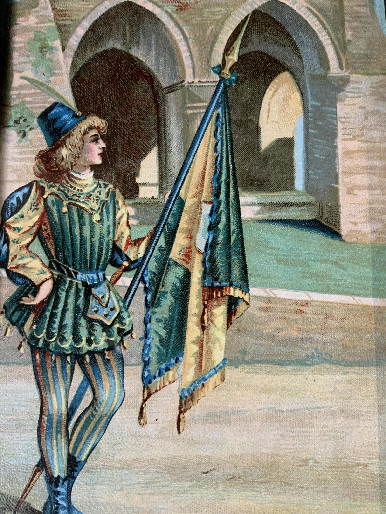 ADOLFO COMMUCI Bruce Lithograph Artwork Artwork: ADOLFO COMMUCI Bruco Lithograph, inscription in Italian, inscription to lower right reads ‘AC’, subject a man in medieval Italian clothing with a banner, measures 6 1/8 x 4 1/8 inches, black woode