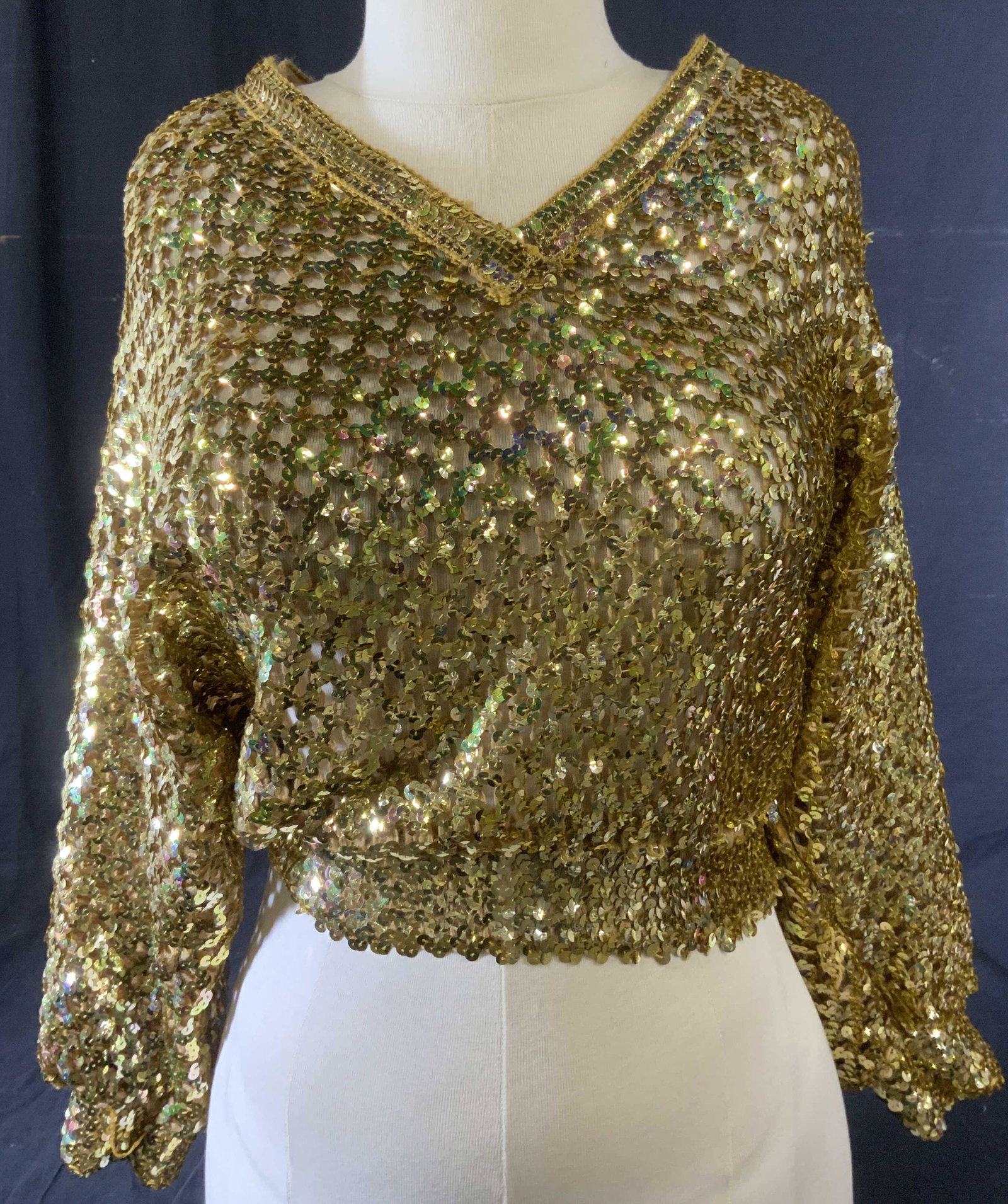 Vintage HARRY ACTON Sequined Sweater: Vintage HARRY ACTON Sequined Sweater, label reads ‘Harry ACTON for Party Collectibes’, likely a small, some loose threads to sweater, Vintage, vintage clothing, sweater, sequins, party clothes, wo