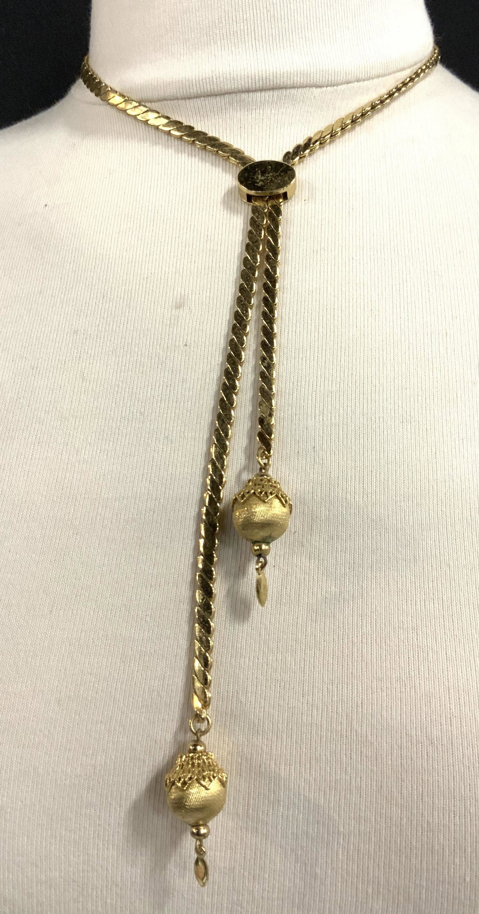 Luxe Goldtone MONET Necklace & Bracelet: Necklace and Bracelet Set with bone chain and brushed metal ball accessories. Signed Monet clasps on both. Necklace 20 in. Bracelet 3 in. Both adjustable. Vintage Jewelry, Fashion Jewelry, Estate Jewe
