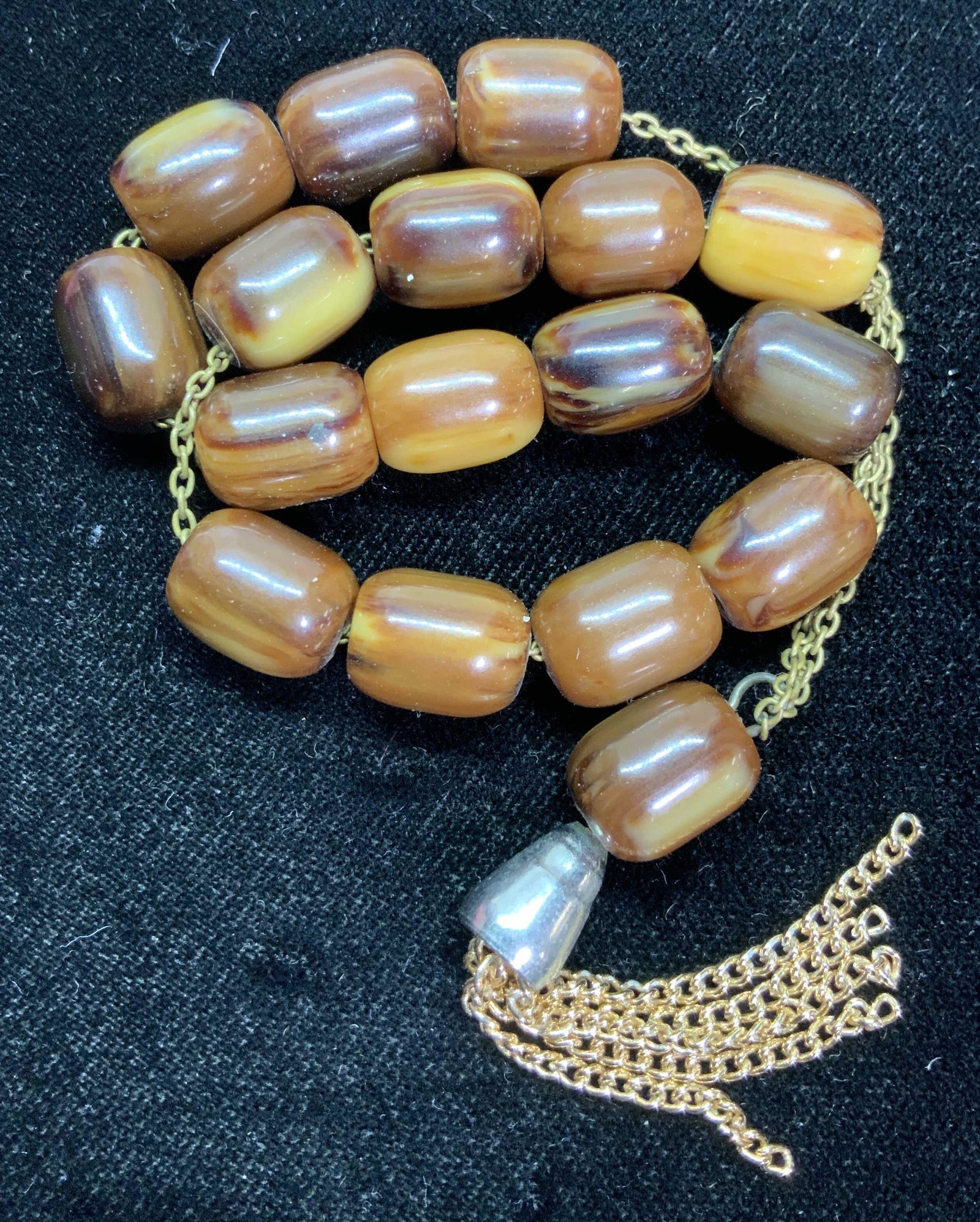 Tigers Eye Style Prayer Beads Accesssory: 16 beads on chain and one on top near chain tassel , beads are a faux tigers eye style. App 8 in. Prayer beads, Jewelry accessory, Buddhism, Islam, Praying beads, Gifts, Holy Beads, religious accessor