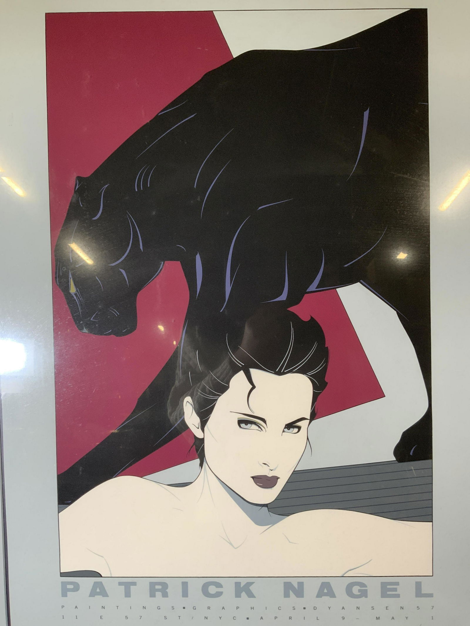 PATRICK NAGEL Signed AP Serigraph Artwork: PATRICK NAGEL Signed AP Serigraph, signature to lower right reads ‘Nagel’, inscription to lower left reads ‘1983 Mirage Editions Inc Santa Monica Ca A/P’, subject a woman and a panther, measur