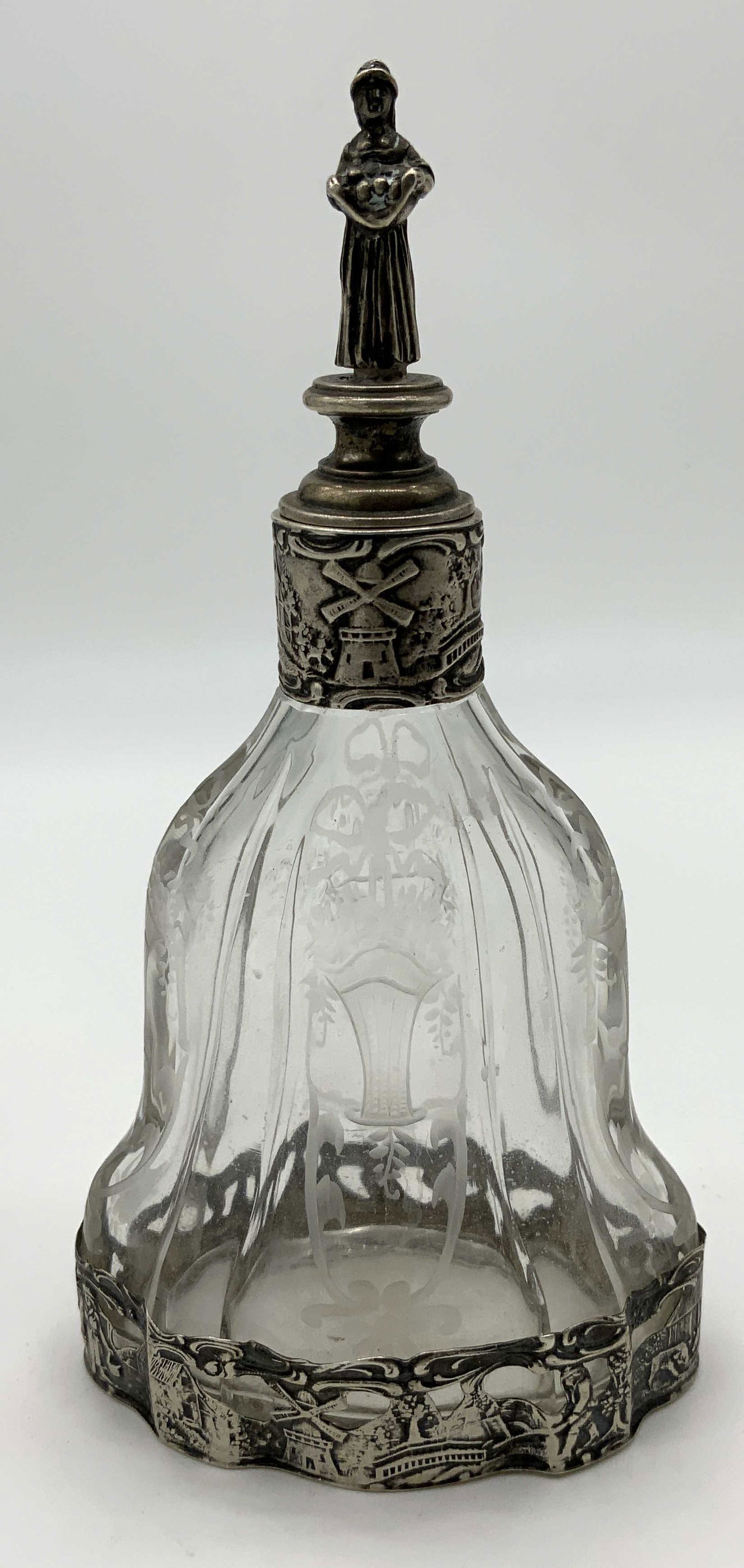 Vintage German Silver Etched Glass Perfume Bottle (1 of 8)