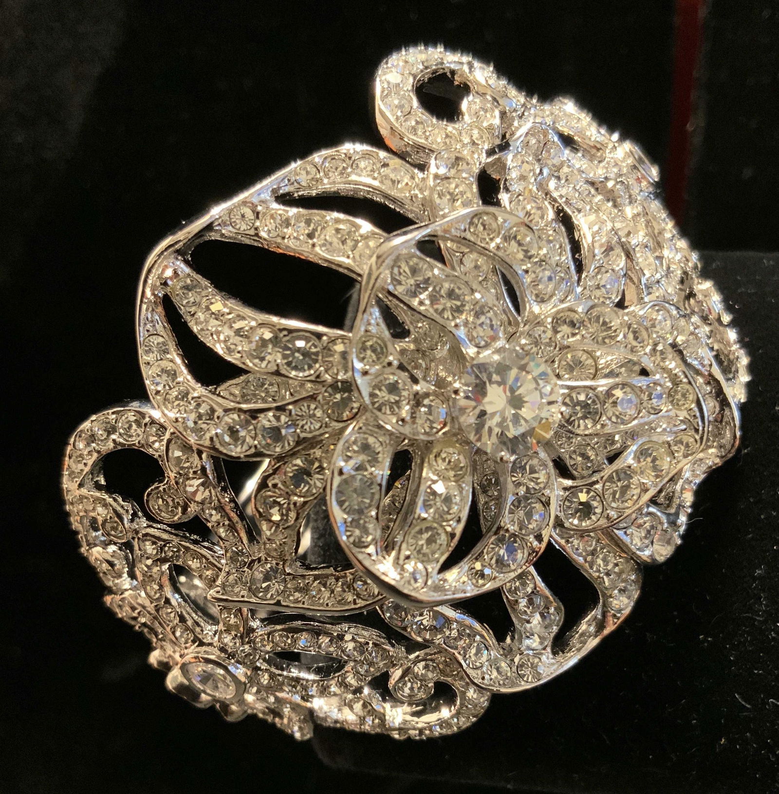 Vintage Chunky Silver Rhine Stone Crystal Bracelet (1 of 11)